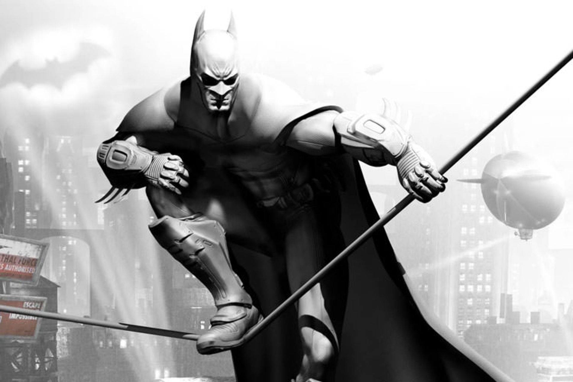 بتمن در حال تماشای دشمنان در Batman Arkham City