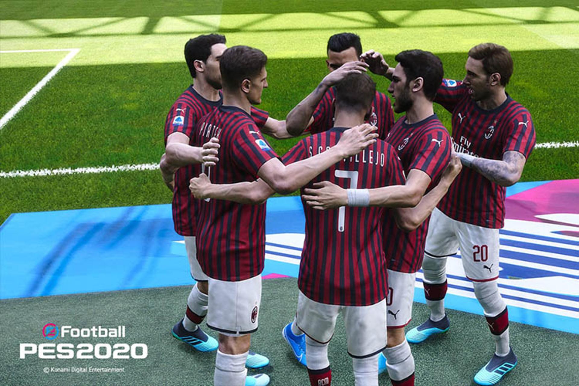 بازیکنان تیم آث میلان در بازی Pes 2020