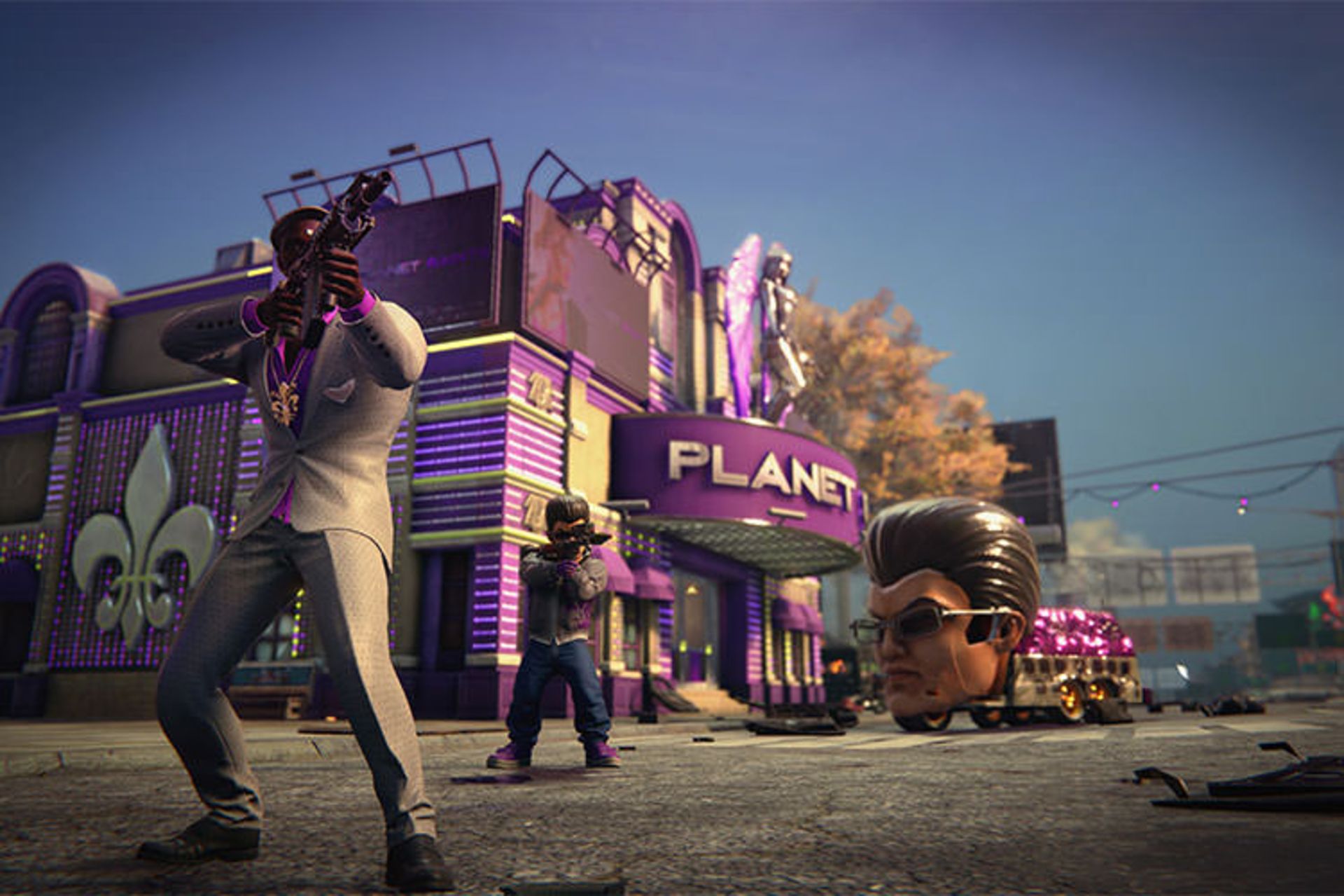 تیراندازی خلافکاران در مقابل ساختمان در بازی Saints Row 4