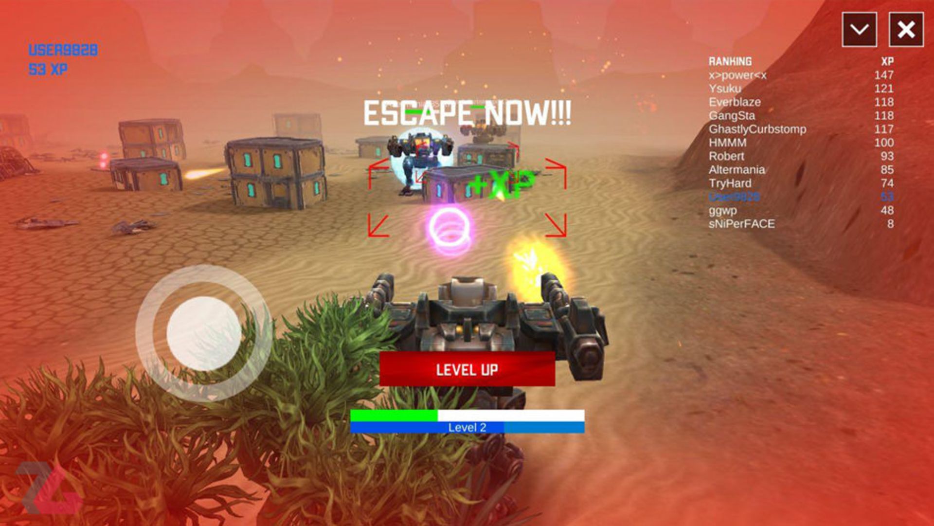 قرمز شدن صفحه هنگام کم بودن جان ربات در بازی Meka Hunters