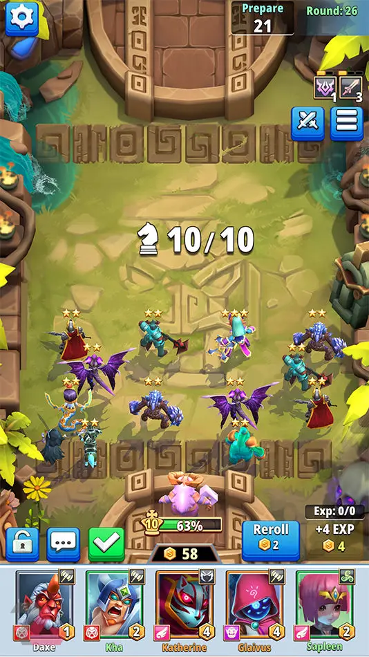 زمان نبردو انتخاب کارت در بازی Auto Chess Legends