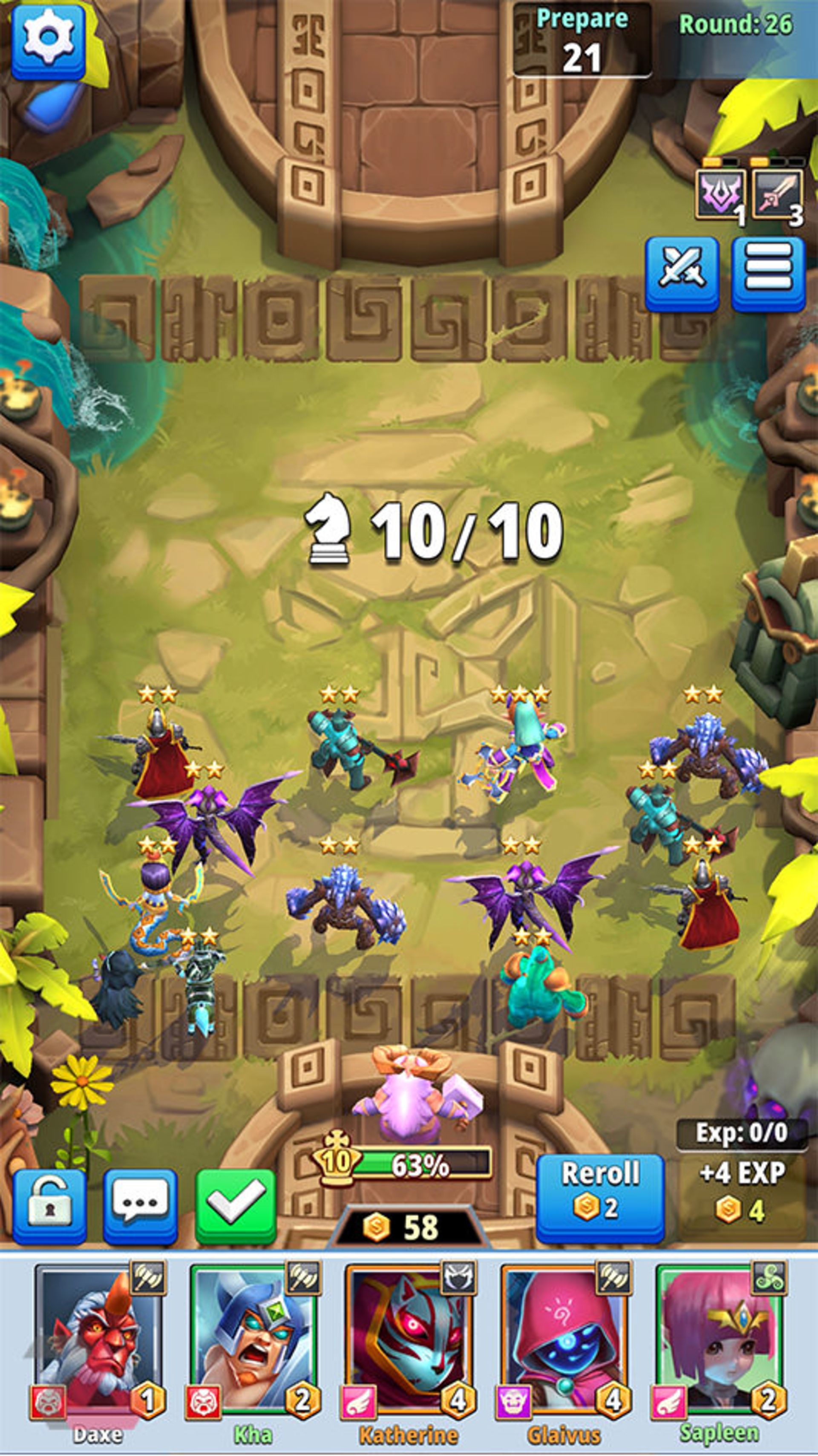 زمان نبردو انتخاب کارت در بازی Auto Chess Legends