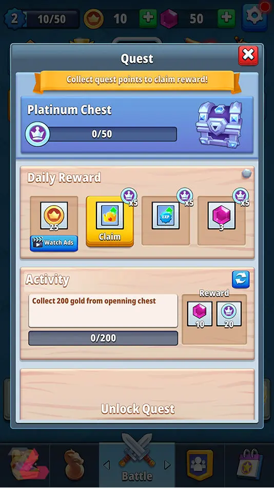 بخش جوایز بازی Auto Chess Legends