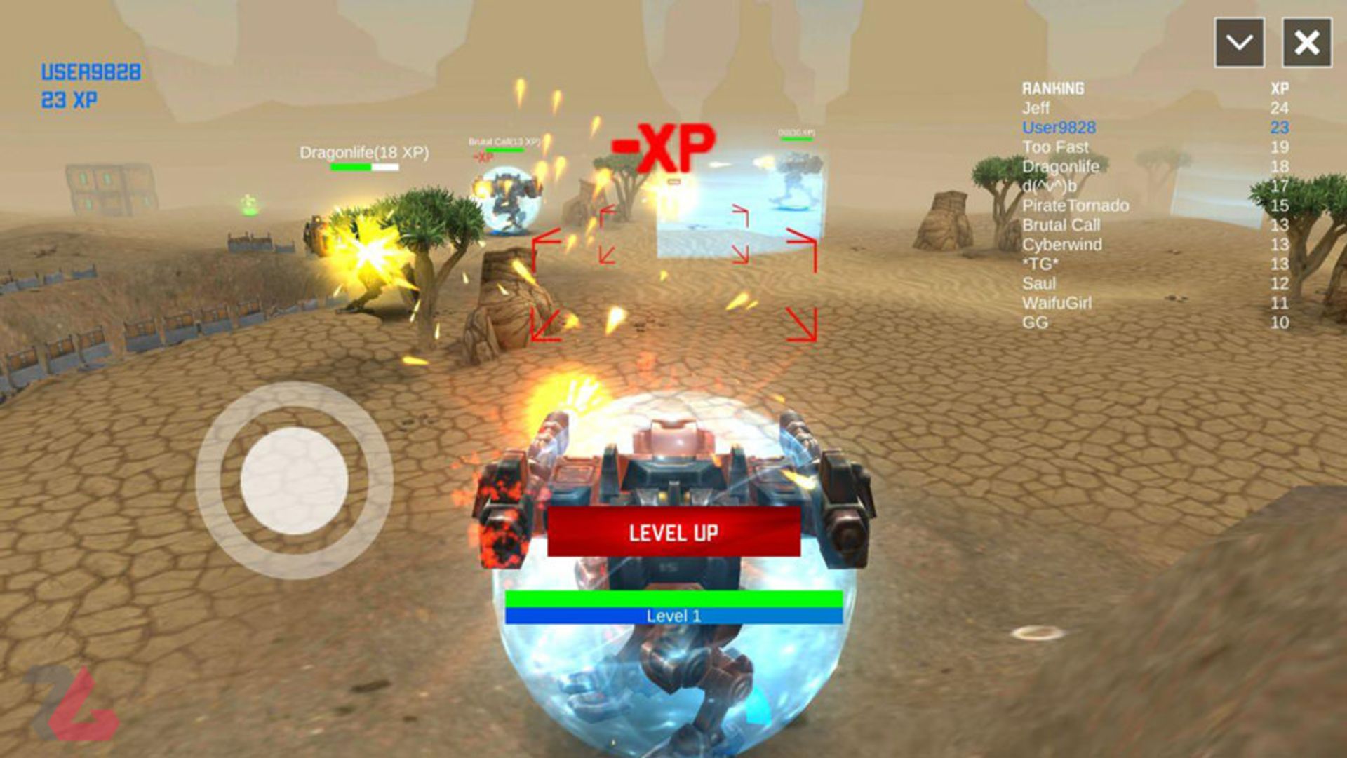 نبرد ربات ها و تیراندازی به یکدیگر در بیابان در بازی Meka Hunters