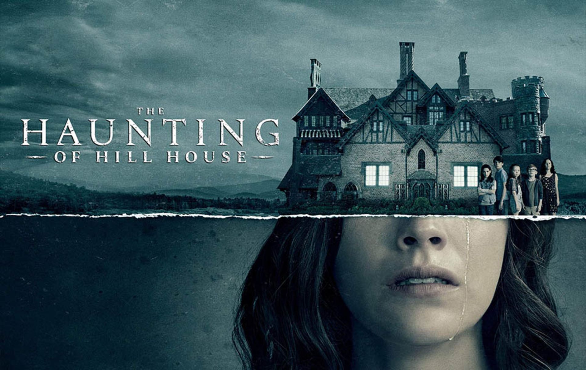 کاور سریال The Haunting of Hill House با عکسی از نیمه پایینی صورت کیت سیگل