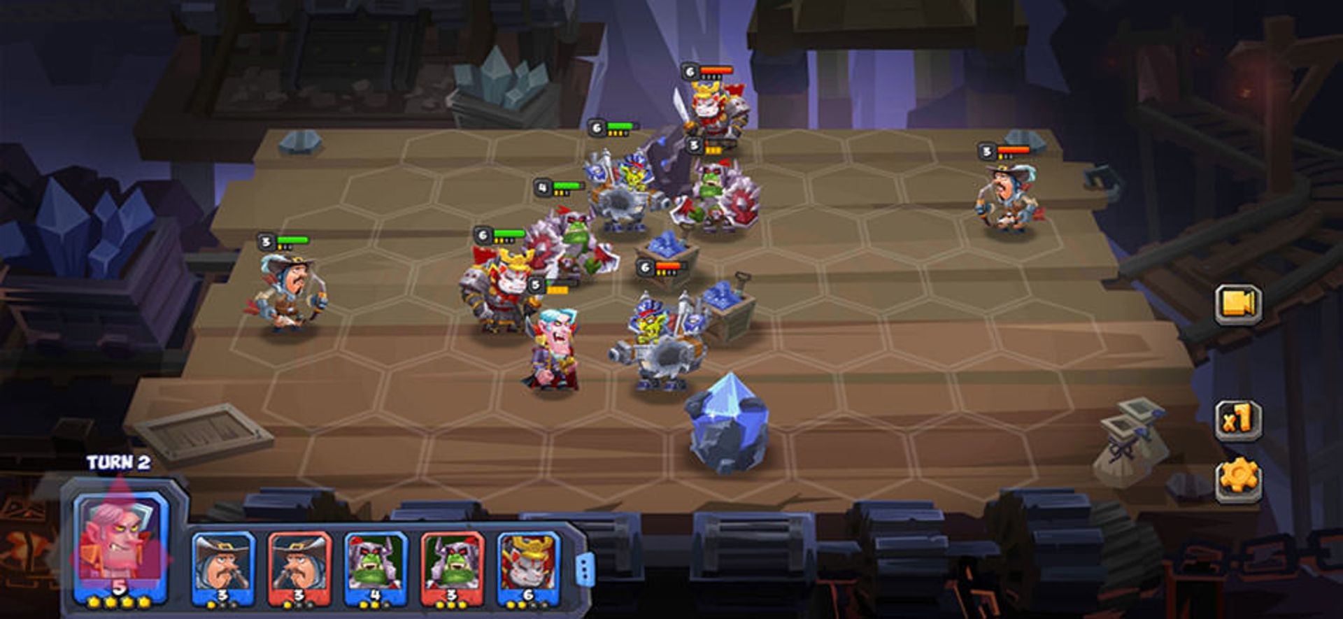 گیم پلی بازی با حظور کاراکتر هایی مانند دراکولا در بازی Tactical Monsters Rumble Arena
