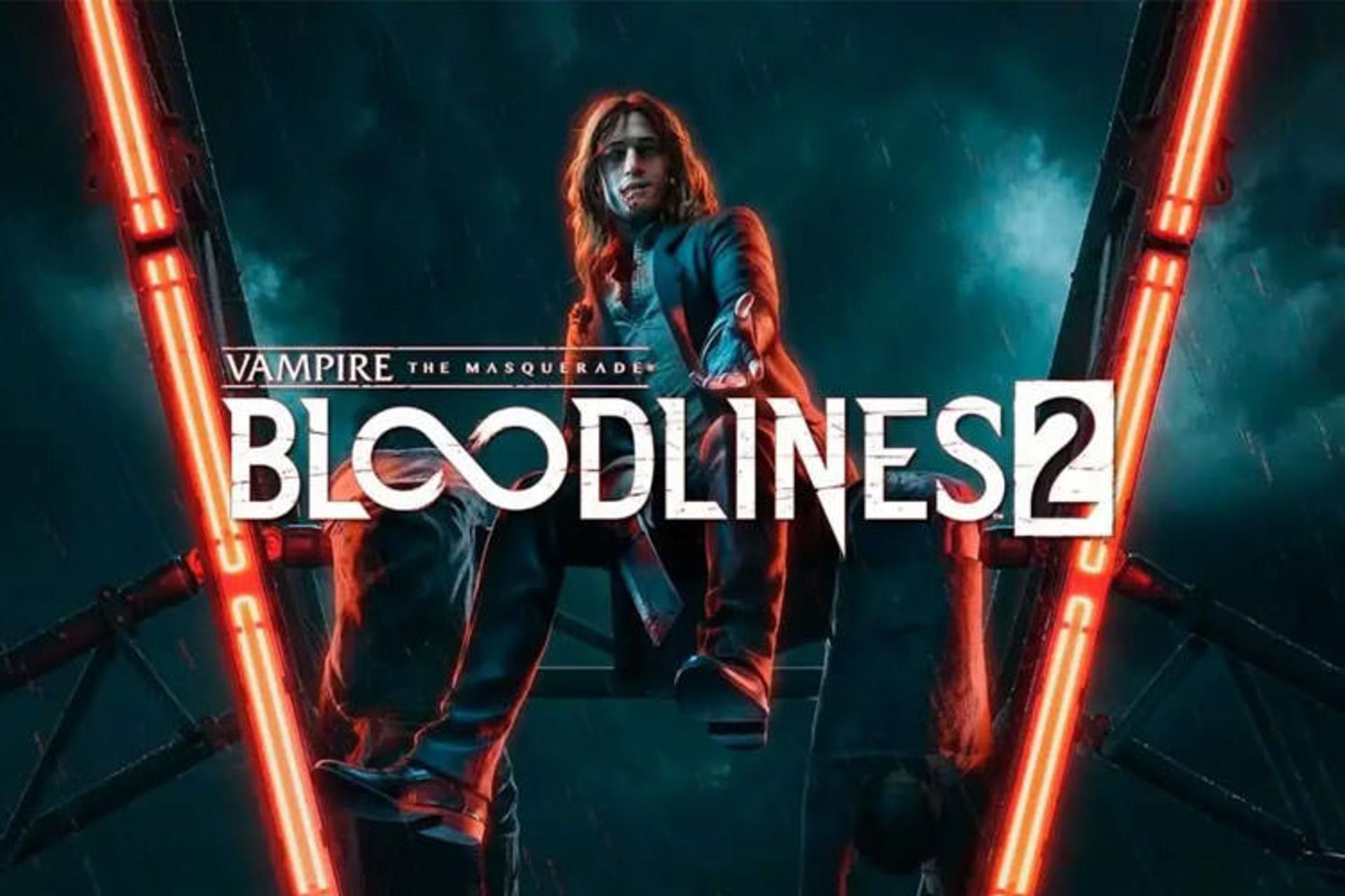 کاراکتر داستانی Vampire: The Masquerade - Bloodlines 2 روی میله‌ در ارتفاع نشسته است