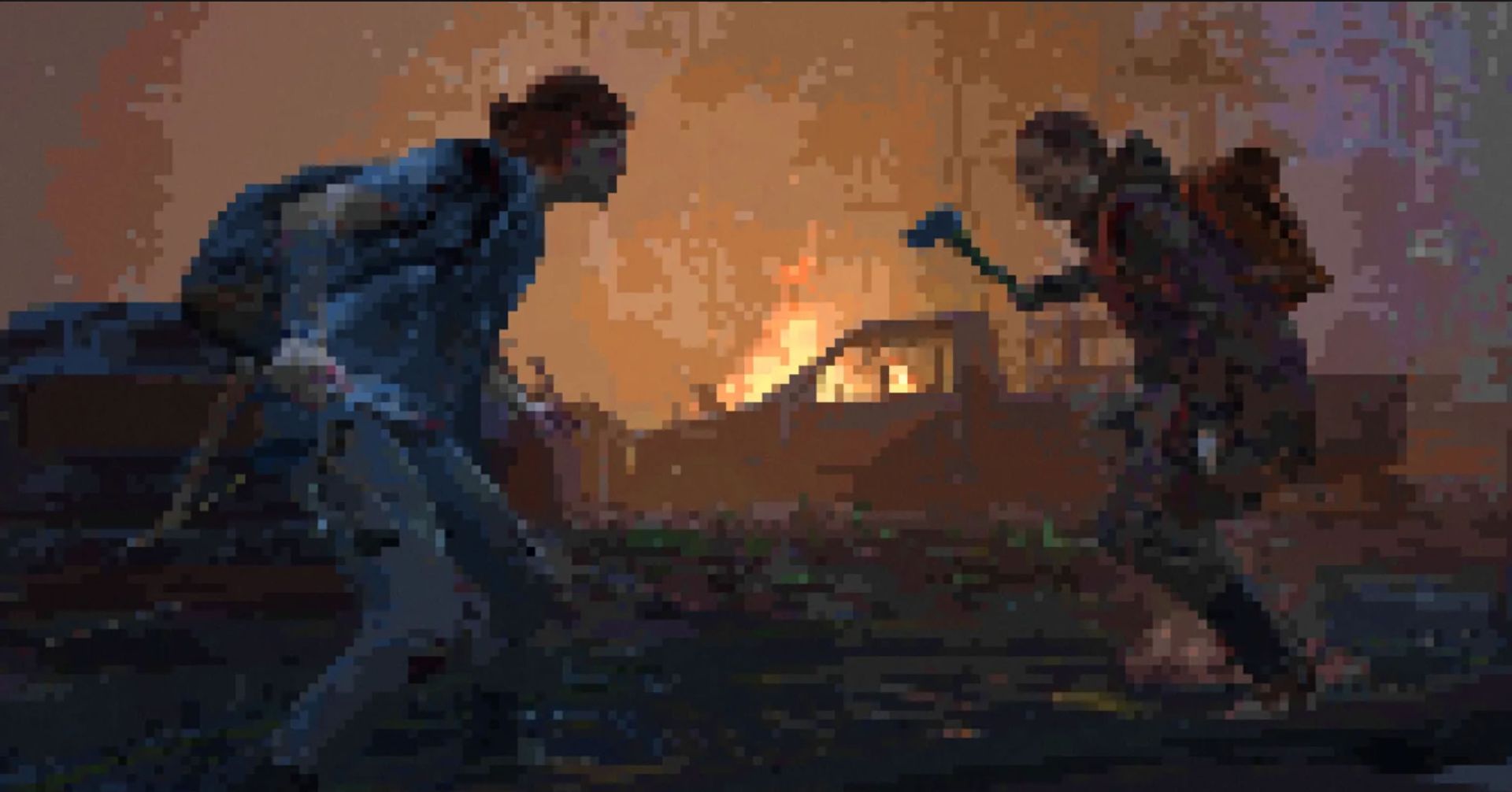 الی در حال نبرد با اسکارها در محیط پیکسلی در The Last of Us Part II