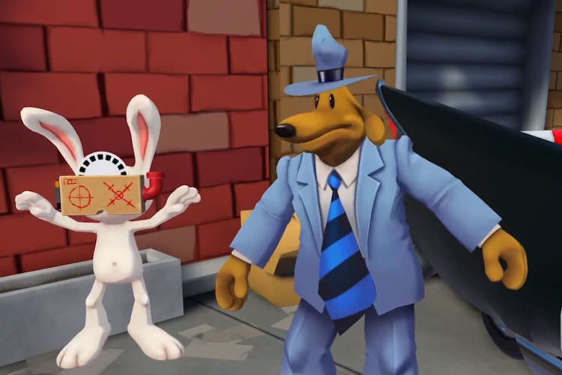 سم و مکس درکنار یکدیگر در بازی Sam and Max