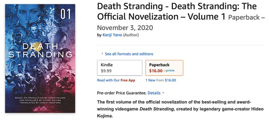 صفحه آمازون رمان انگلیسی Death Stranding 