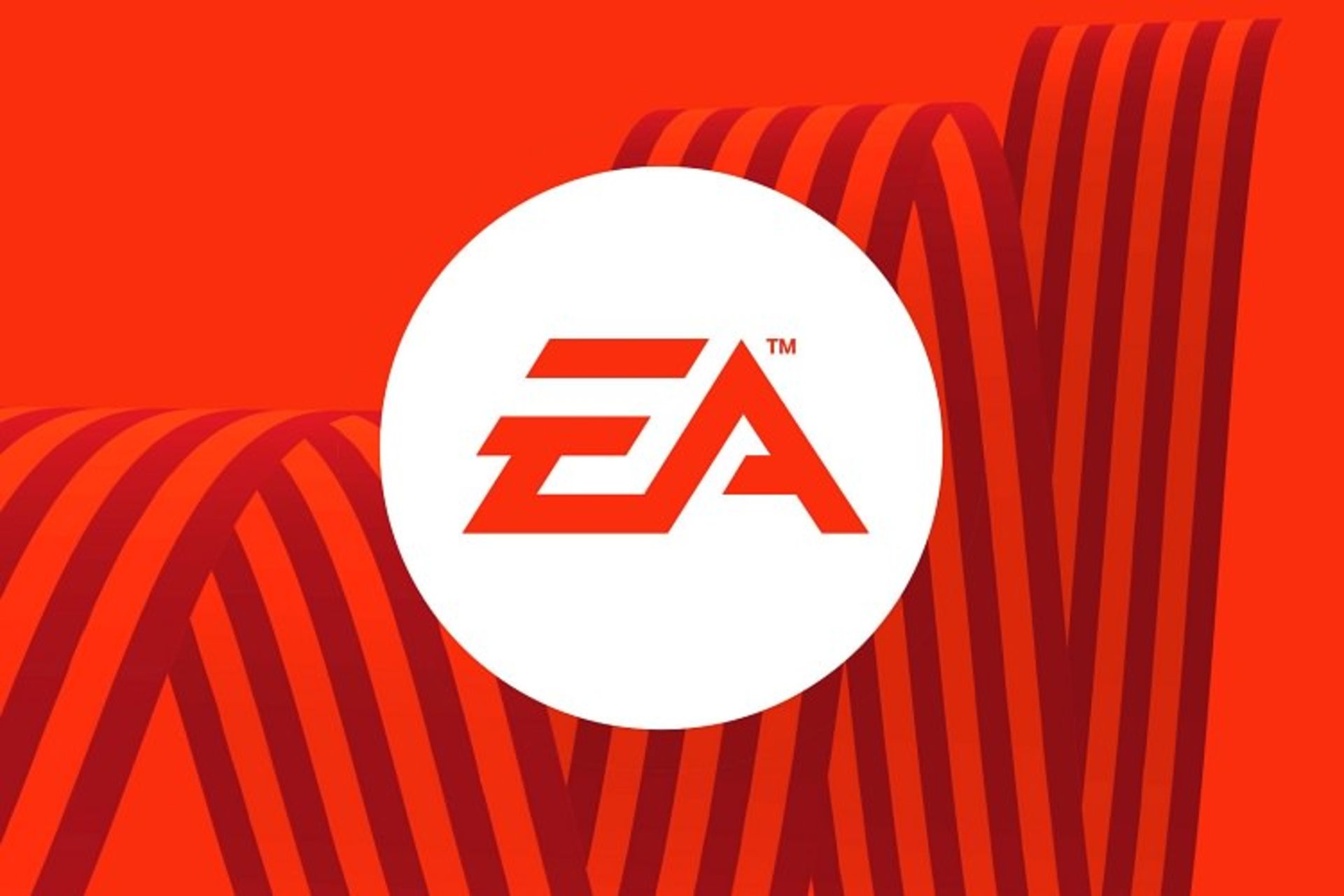 لوگوی EA روی پس زمینه قرمز رنگ