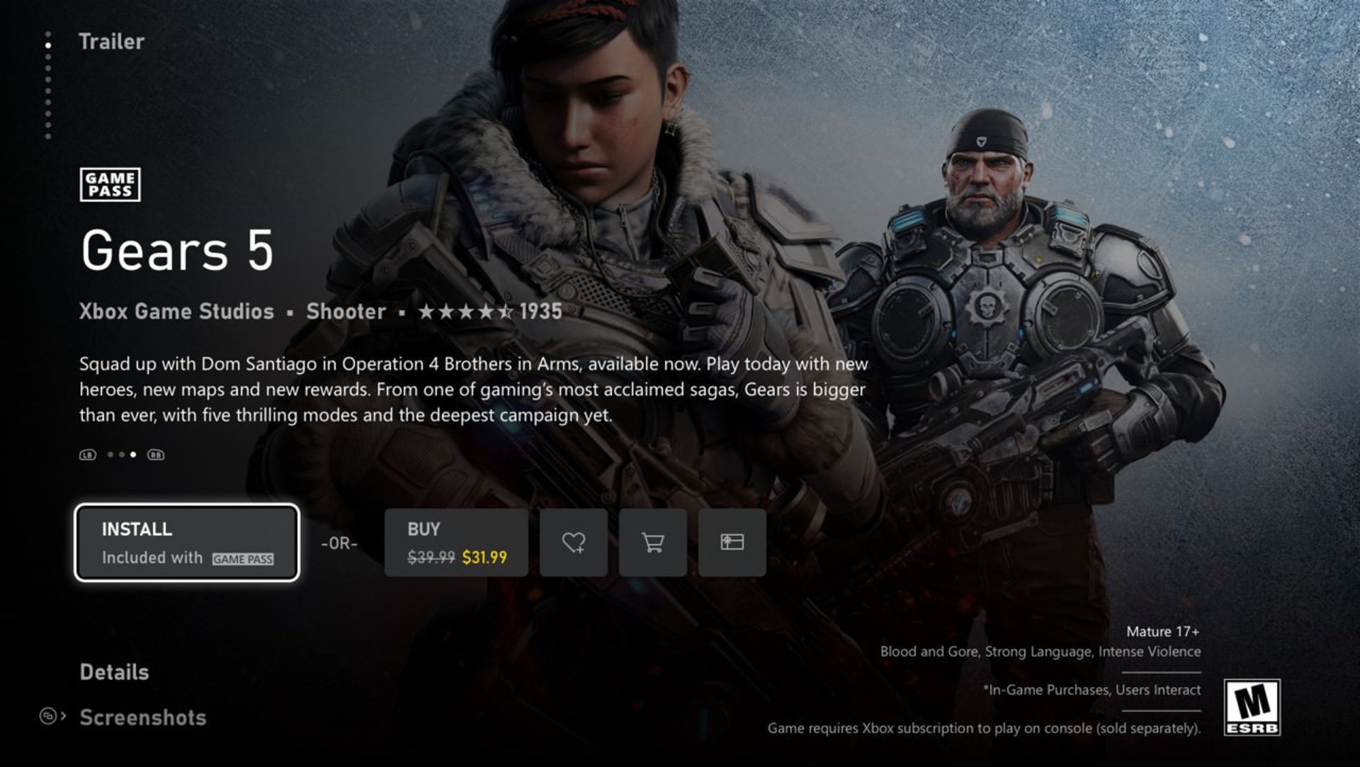 صفحه بازی Gears 5 در فروشگاه جدید ایکس باکس