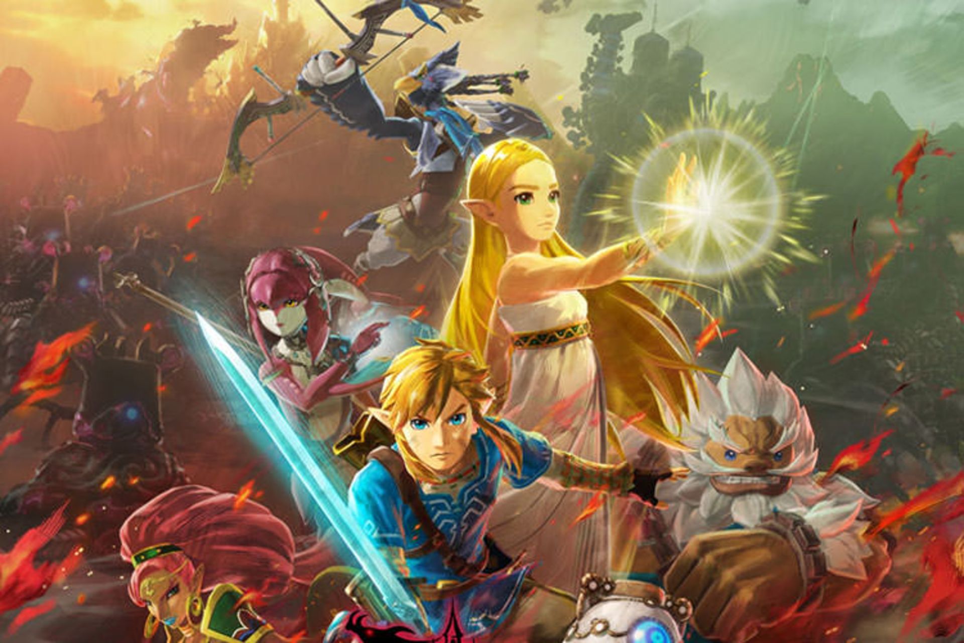 لینک و زلدا درکنار قهرمان‌های هایرول در بازی Hyrule Warriors: Age of Calamity