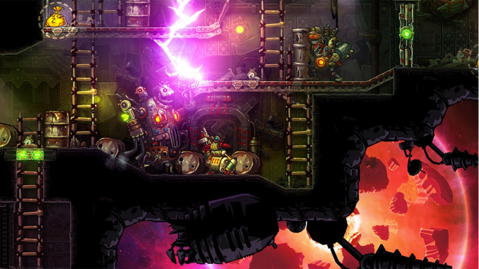 محیط بازی SteamWorld Heist