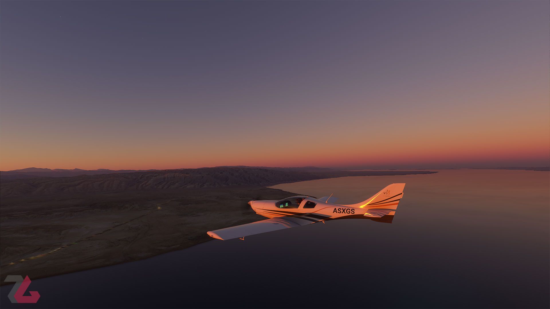 غروب آفتاب در بازی  Microsoft Flight Simulator