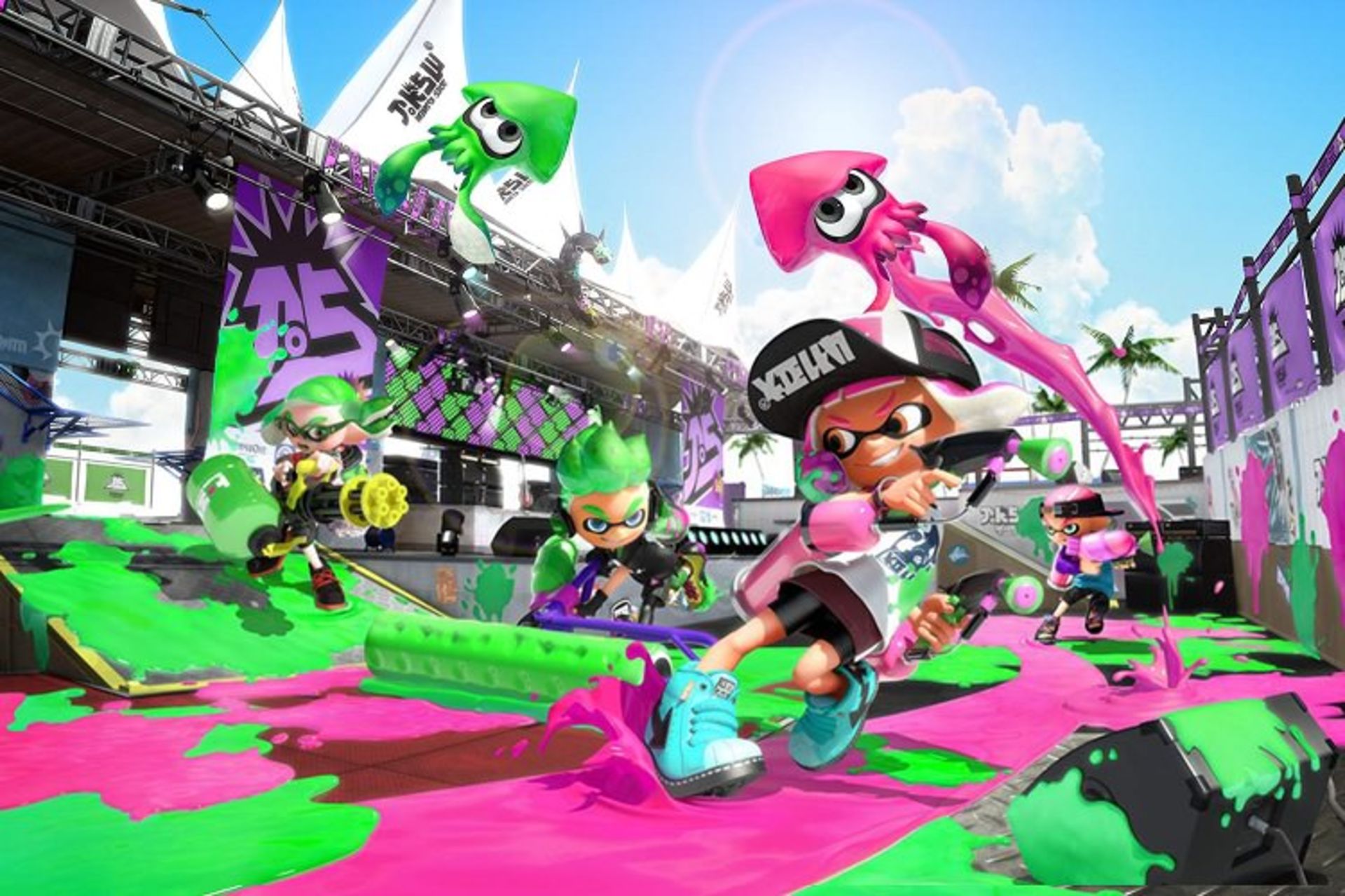 کاراکترهای Splatoon 2 حین مبارزه