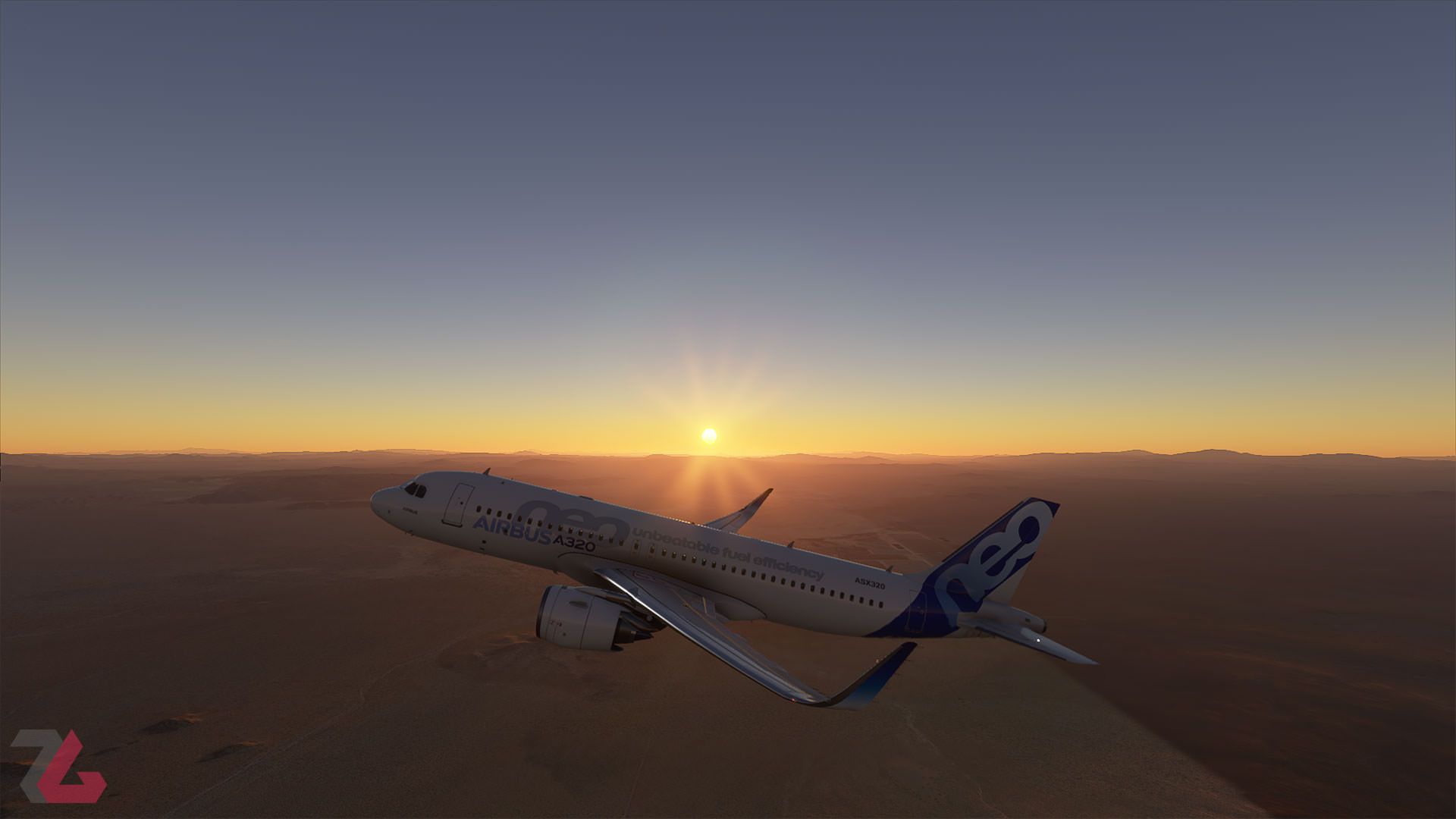 خلبانی در محیط کویری با هواپیما ایرباس در  Microsoft Flight Simulator