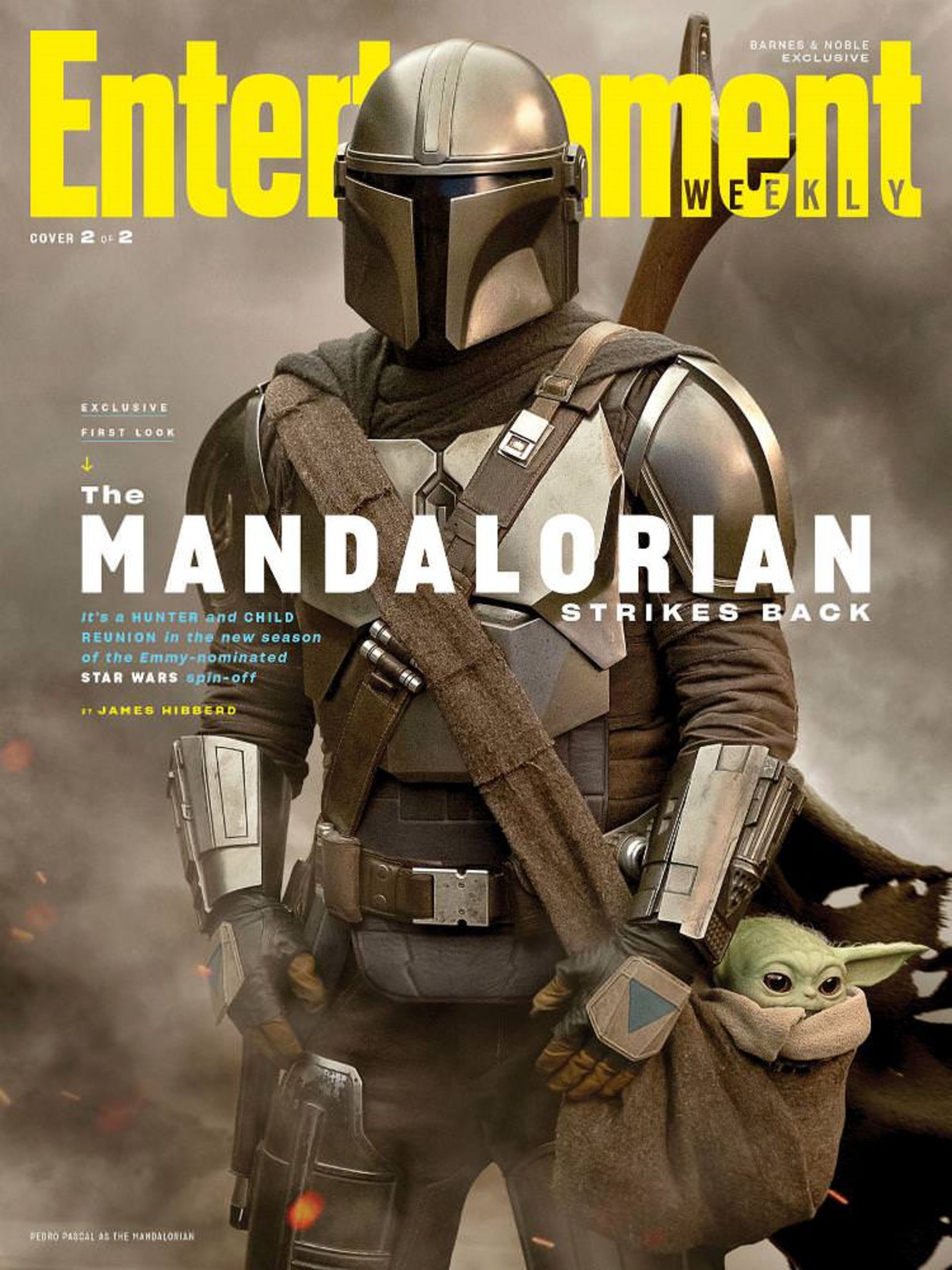 مندلورین و بیبی یودا در تصویر روی جلد مجله EW فصل دوم سریال The Mandalorian