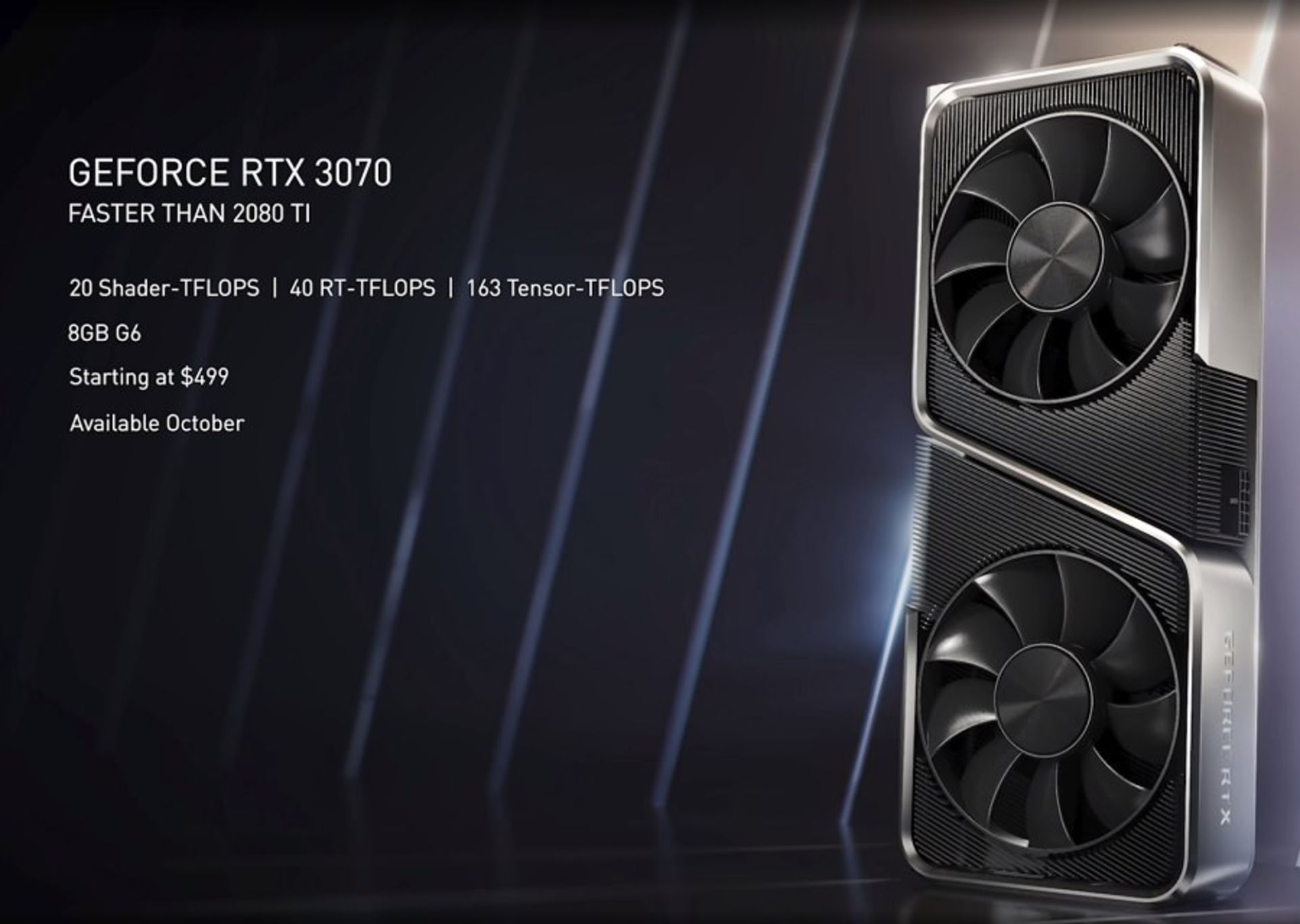 کارت گرافیک RTX 3070 انویدیا در کنار مشخصات فنی