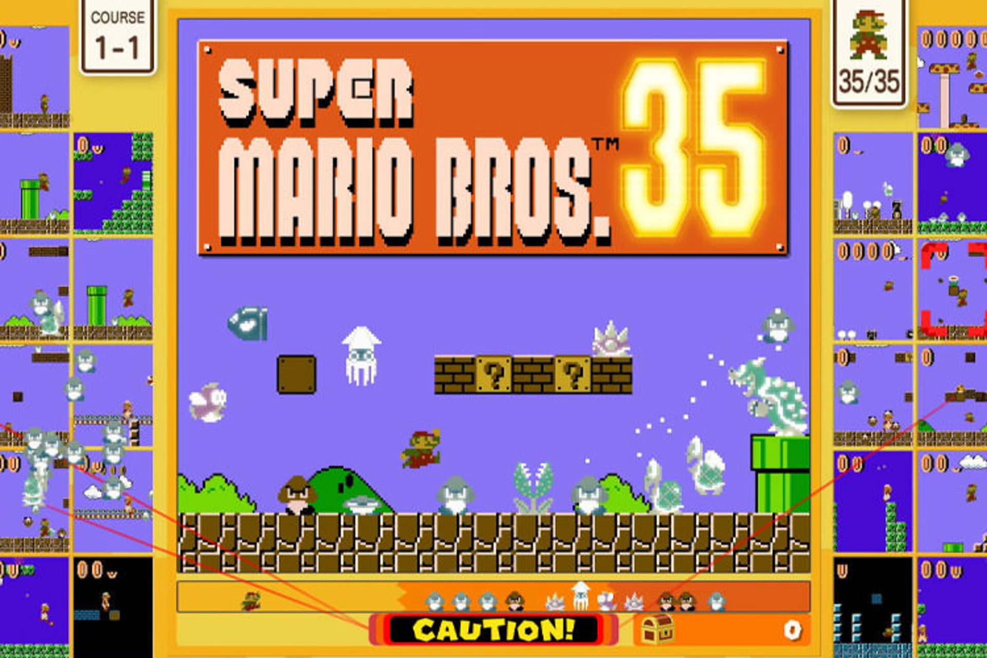 ۳۵ بازیکن در حال رقابت در بازی Super Mario Bros. 35