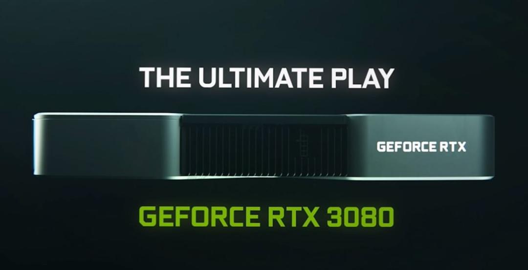 نمای کارت گرافیک انویدیا RTX 3080  از کنار