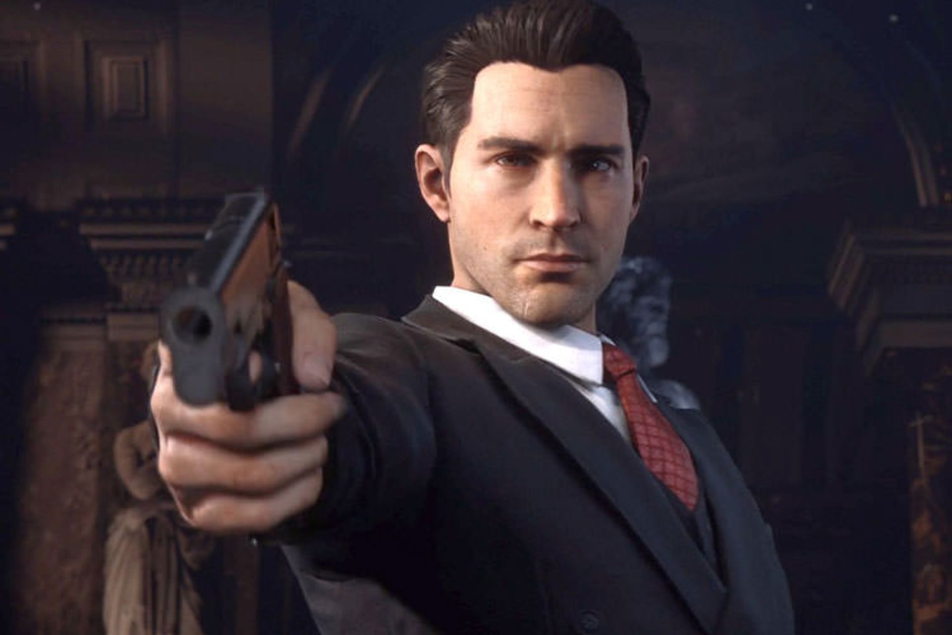 توماس آنجلو در Mafia: Definitive Edition دشمن رو به روی خود را هدف قرار داده است