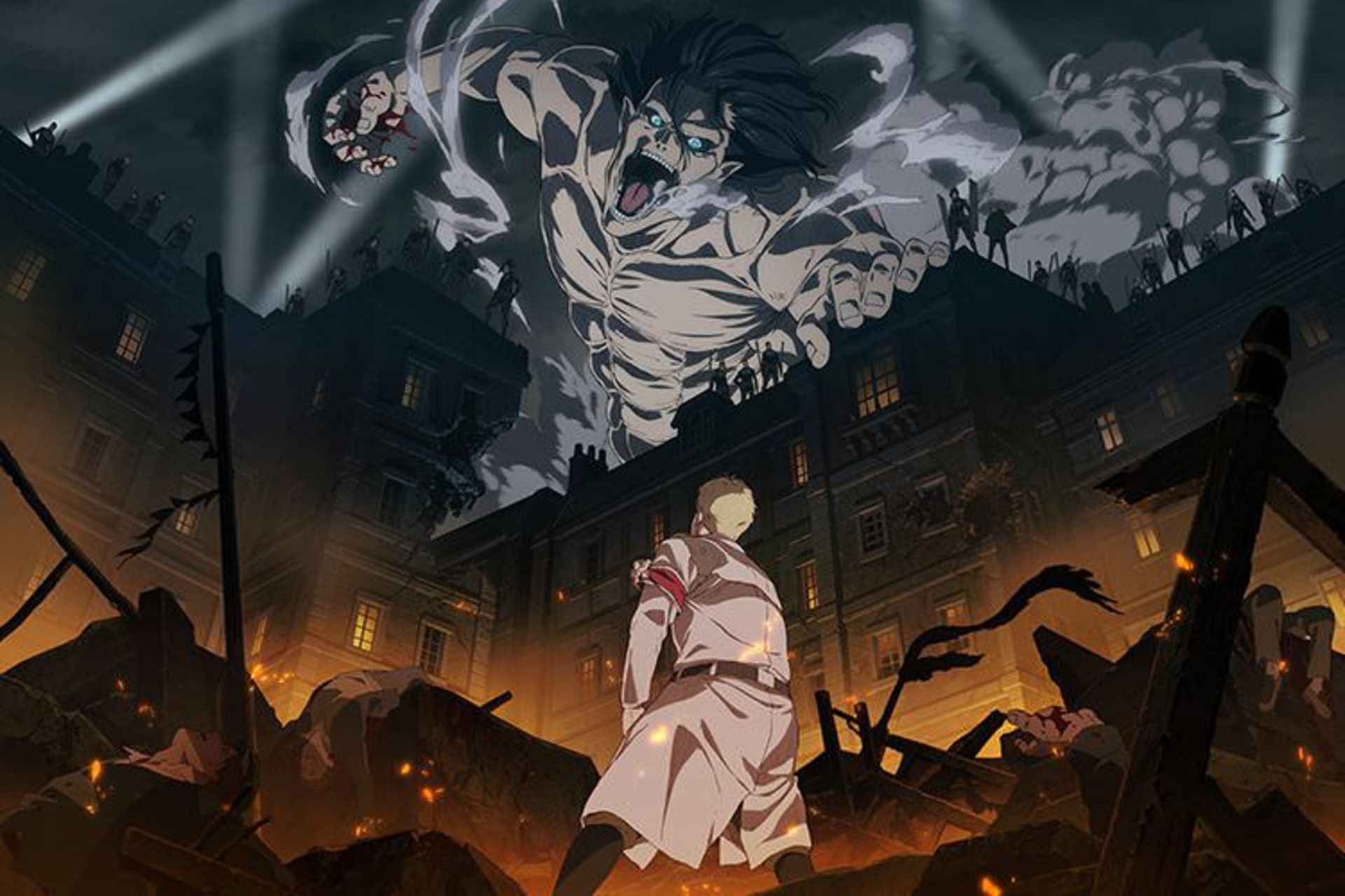 تایتان در حال حمله در فصل چهارم انیمه Attack on Titan