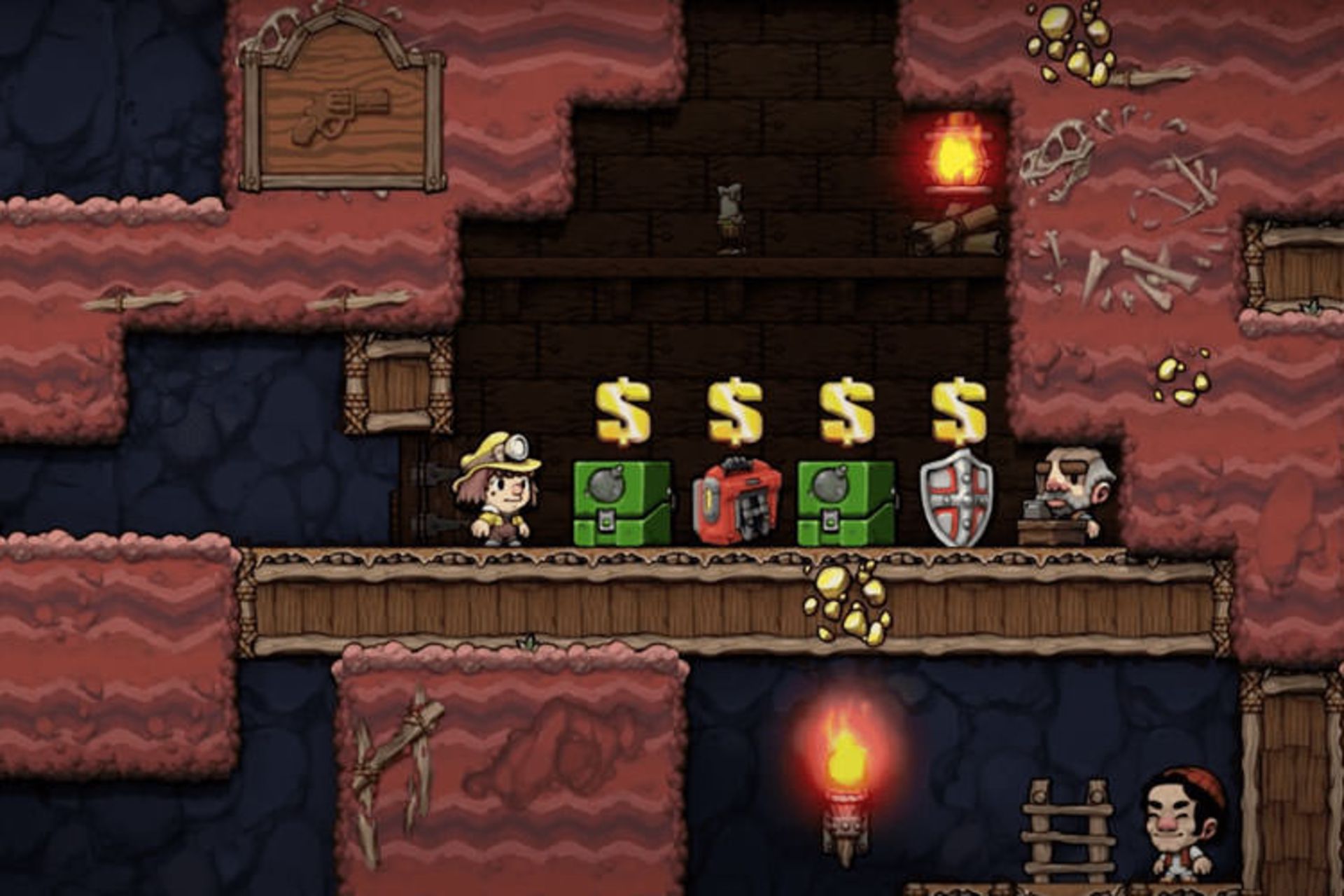 خرید آیتم در بازی Spelunky 2