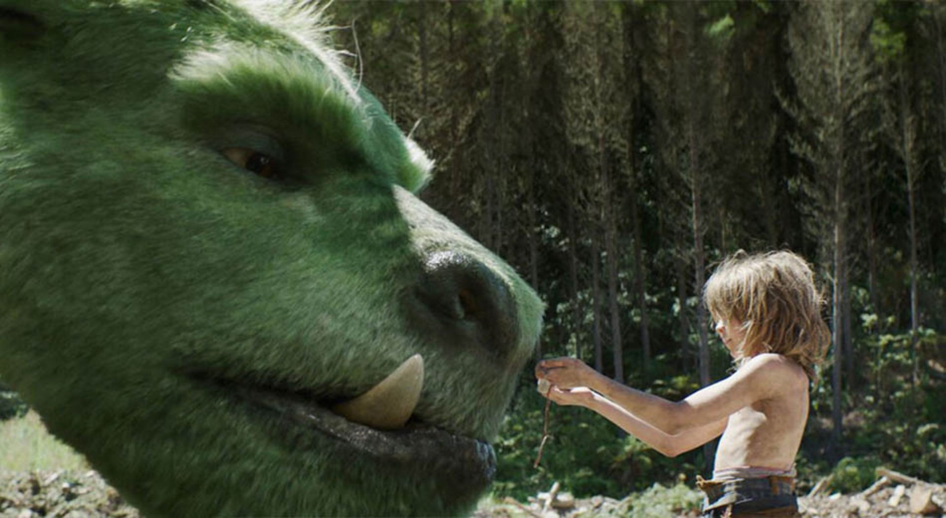 شخصیت پیت و دوست اژدهای خود در فیلم Pete's Dragon 2016