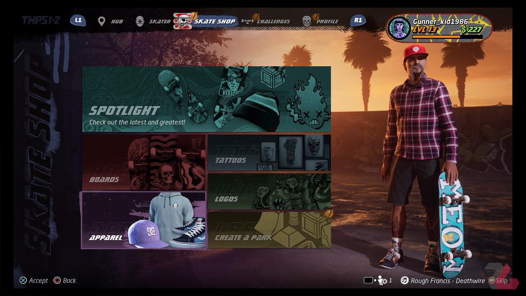 شخصی‌سازی کاراکتر در بازی Tony Hawk