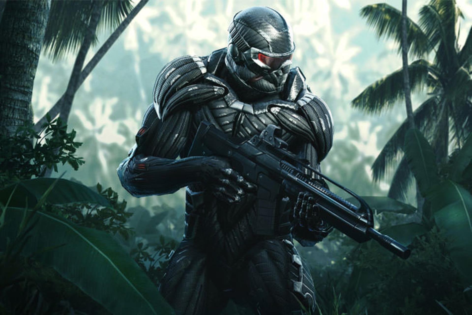 کاراکتر نومد در حال عبور در جنگل در بازی Crysis Remastered