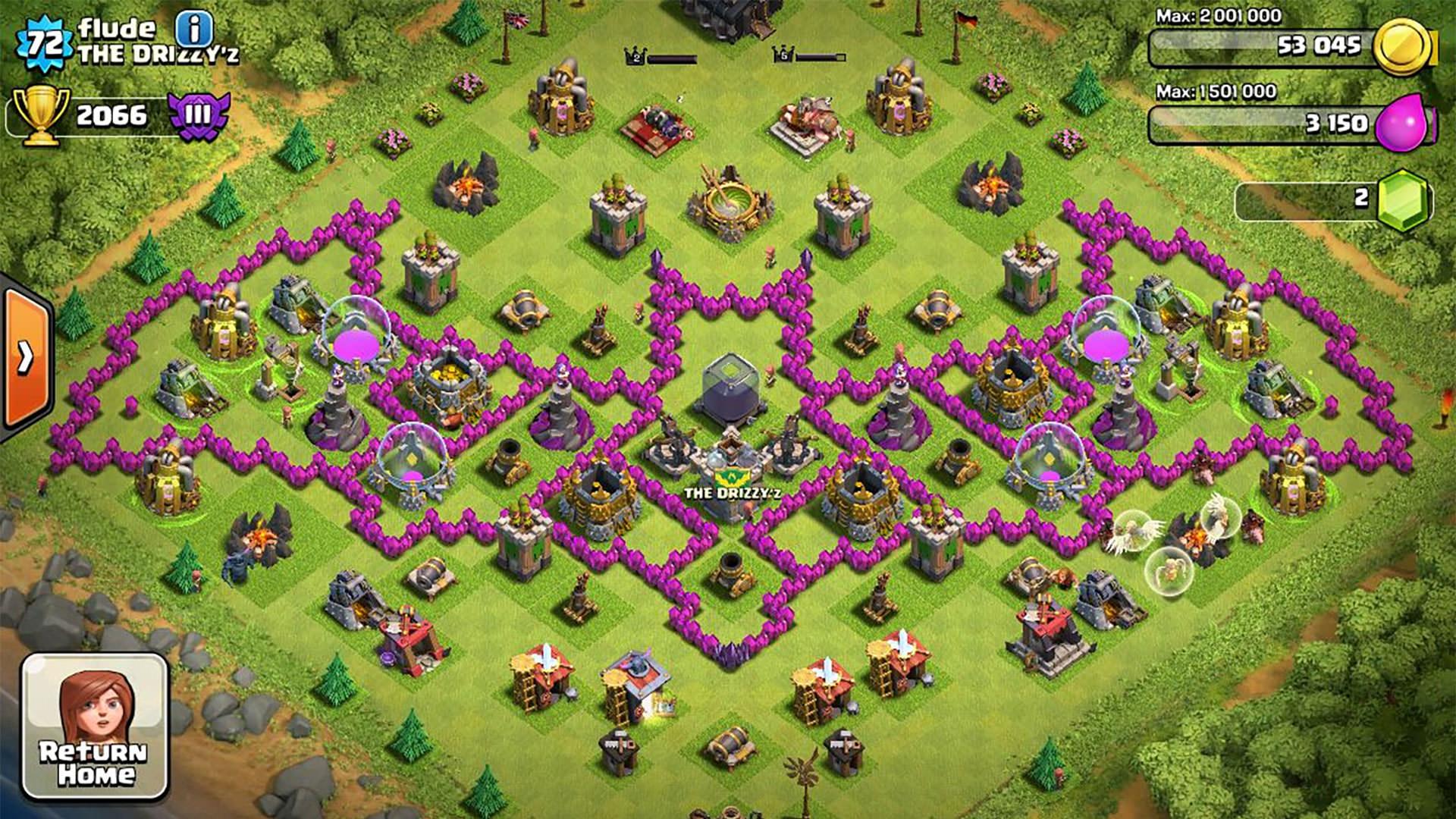 نقشه‌ و چیدمان به شکل خفاش بازی Clash of Clans
