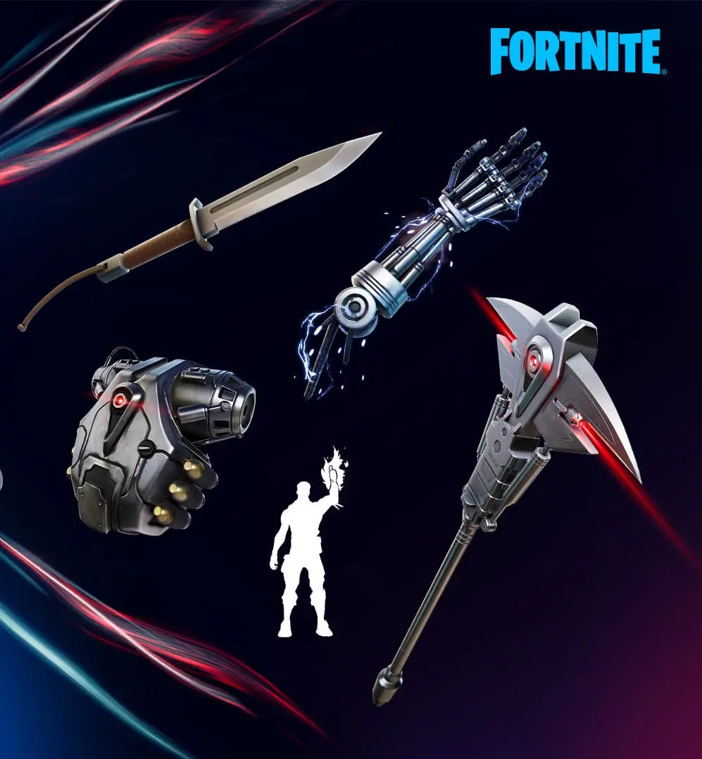 آیتم‌های تزئینی Future War فورتنایت / Fortnite مربوط‌به اسکین‌های T-800 و سارا کانر
