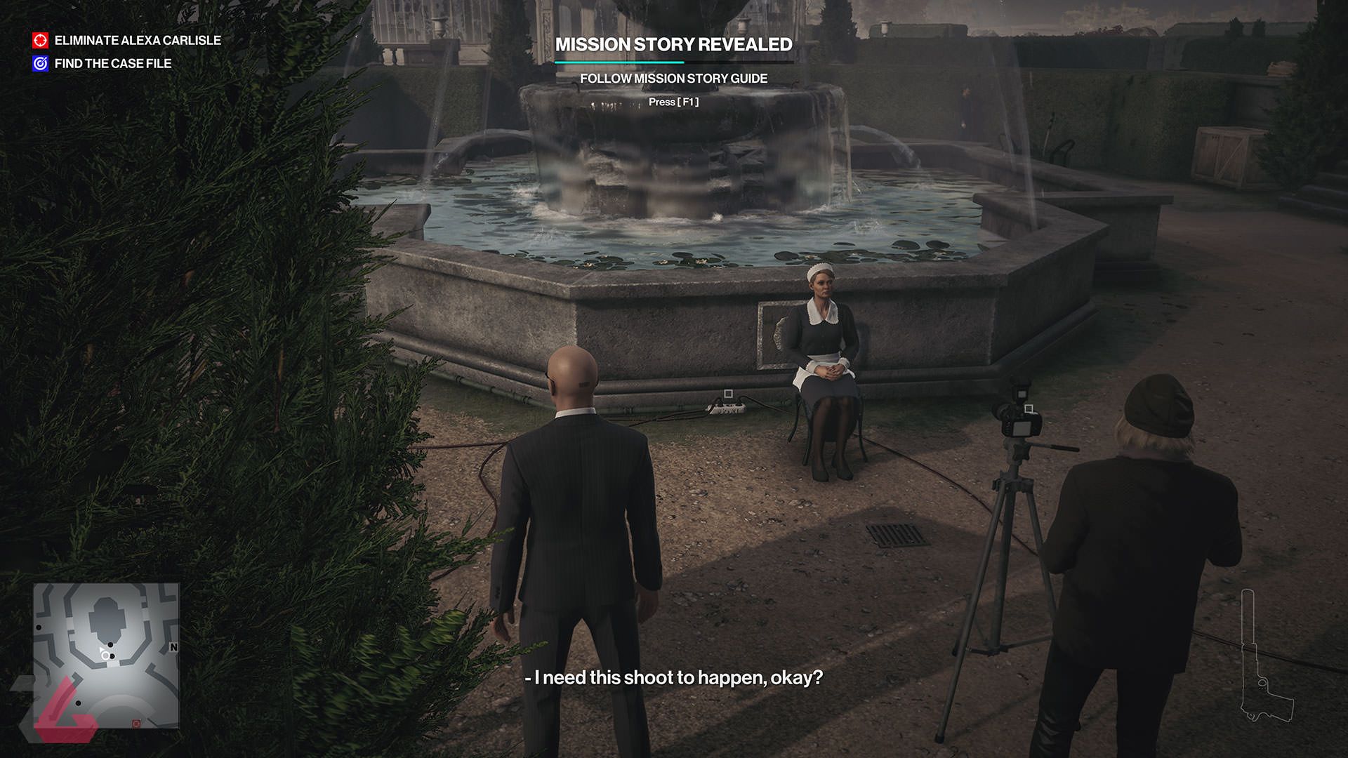 مامور ۴۷ درحال منتظر ماندن برای انجام مأموریت در Hitman 3