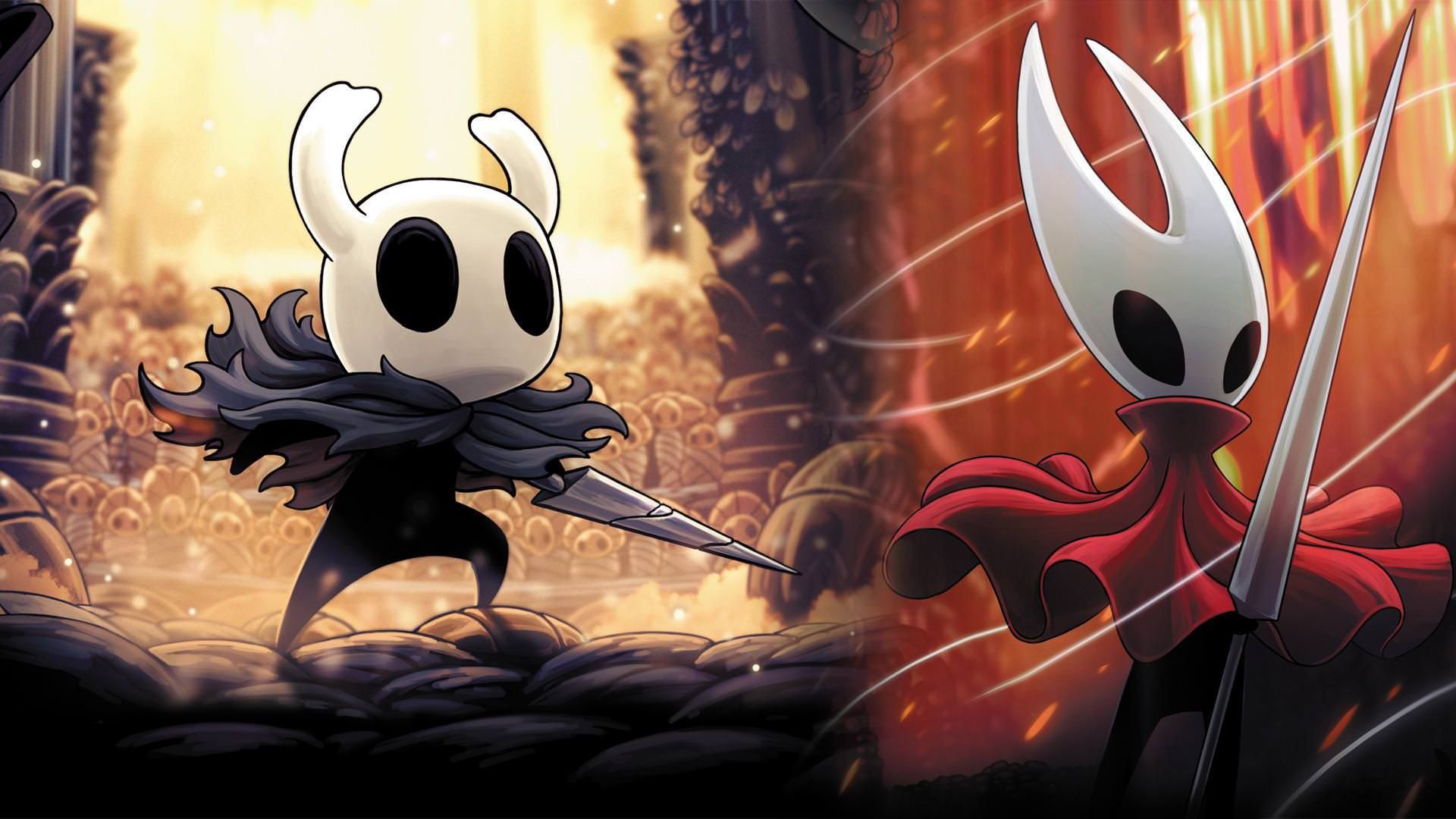 شوالیه و هورنت در بازی Hollow Knight