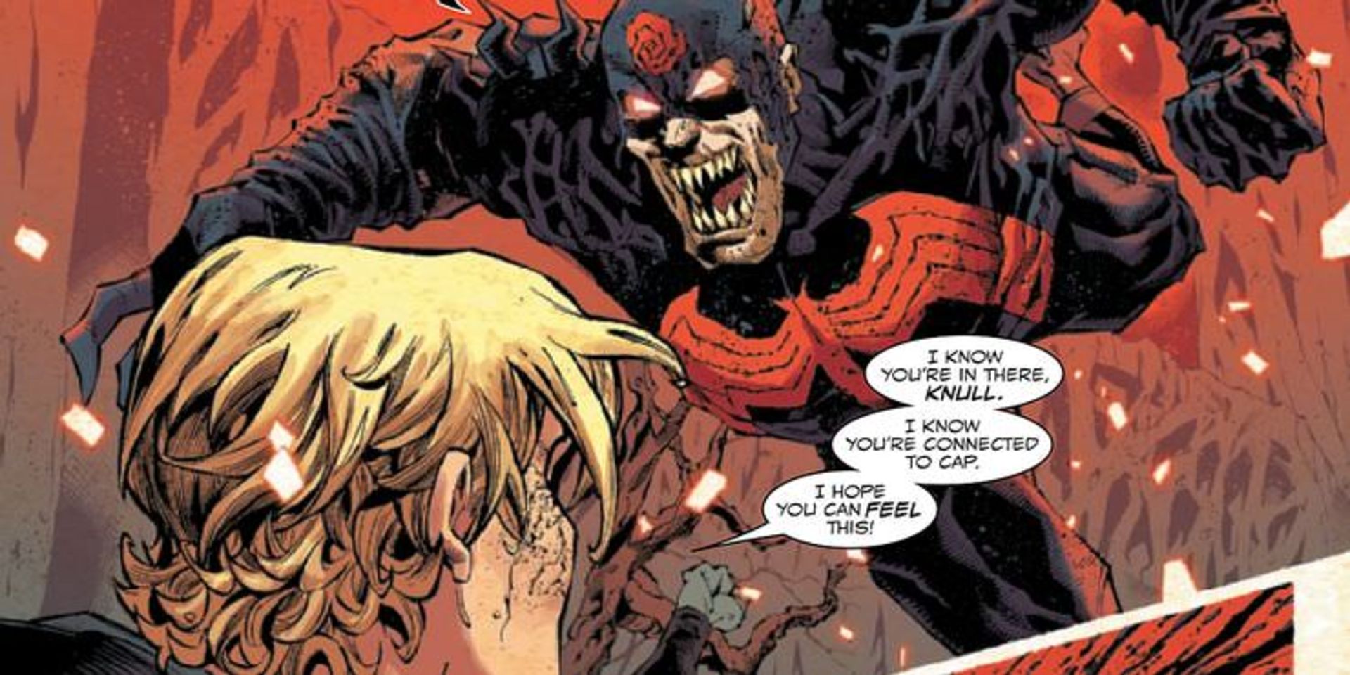 کاپیتان آمریکای مسموم در حال حمله کردن به دیلان براک