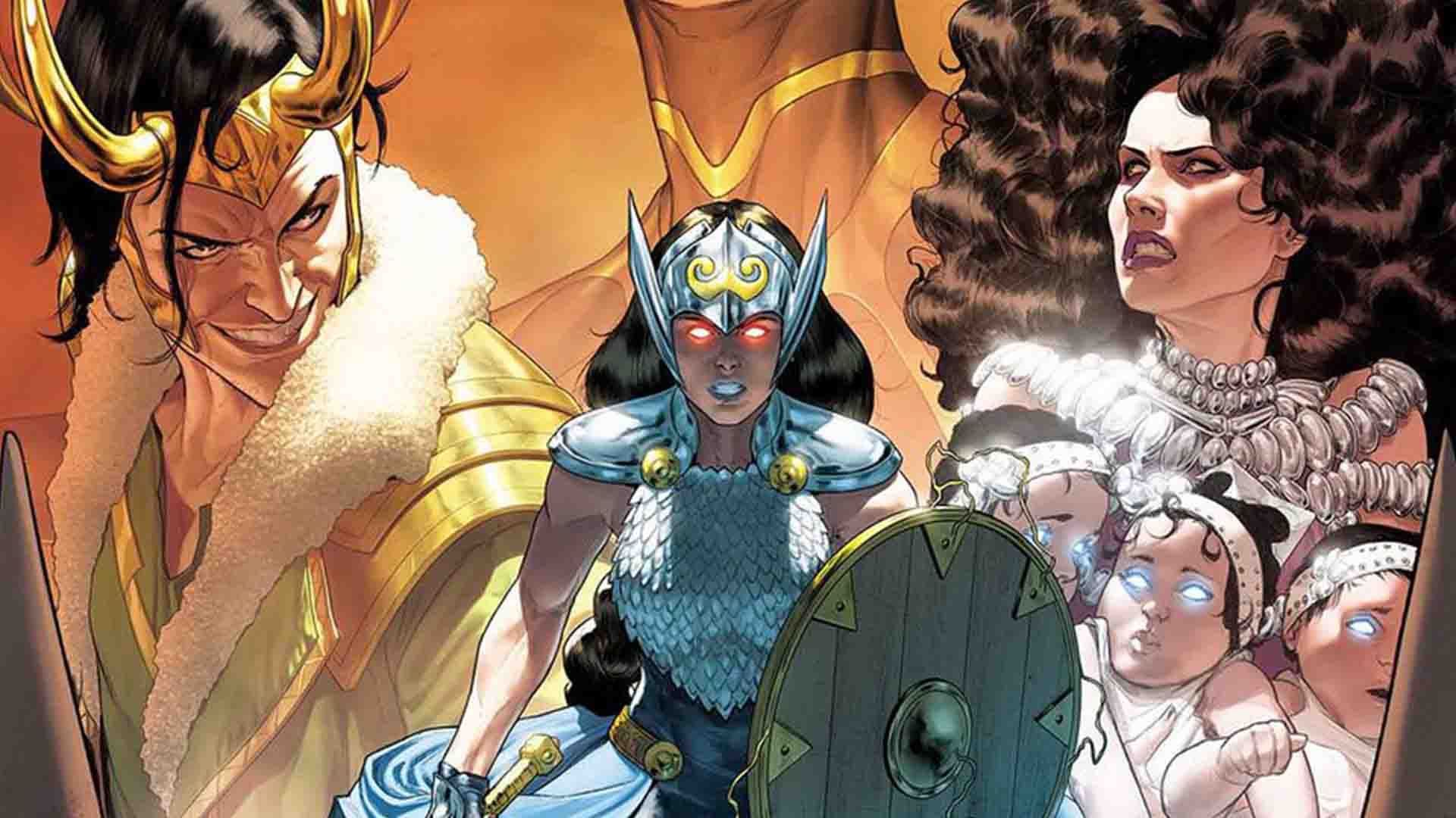 جین فاستر و لوکی روی جلد سری کتاب کمیک The Mighty Valkyries