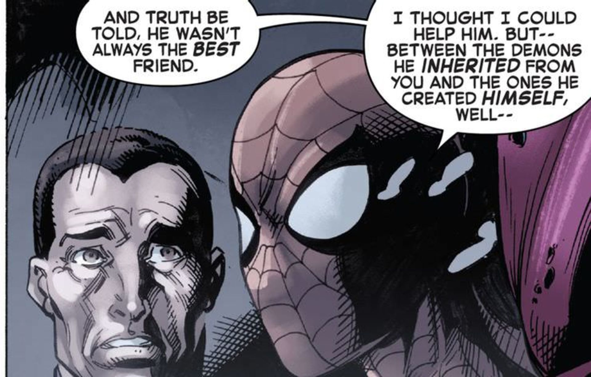 اسپایدرمن در حال صحبت کردن درباره مجازات هری آزبورن