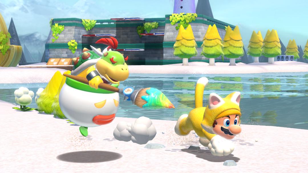ماریو و باوزر در دنیای رنگارنگ بازی Super Mario 3D World + Bowser’s Fury