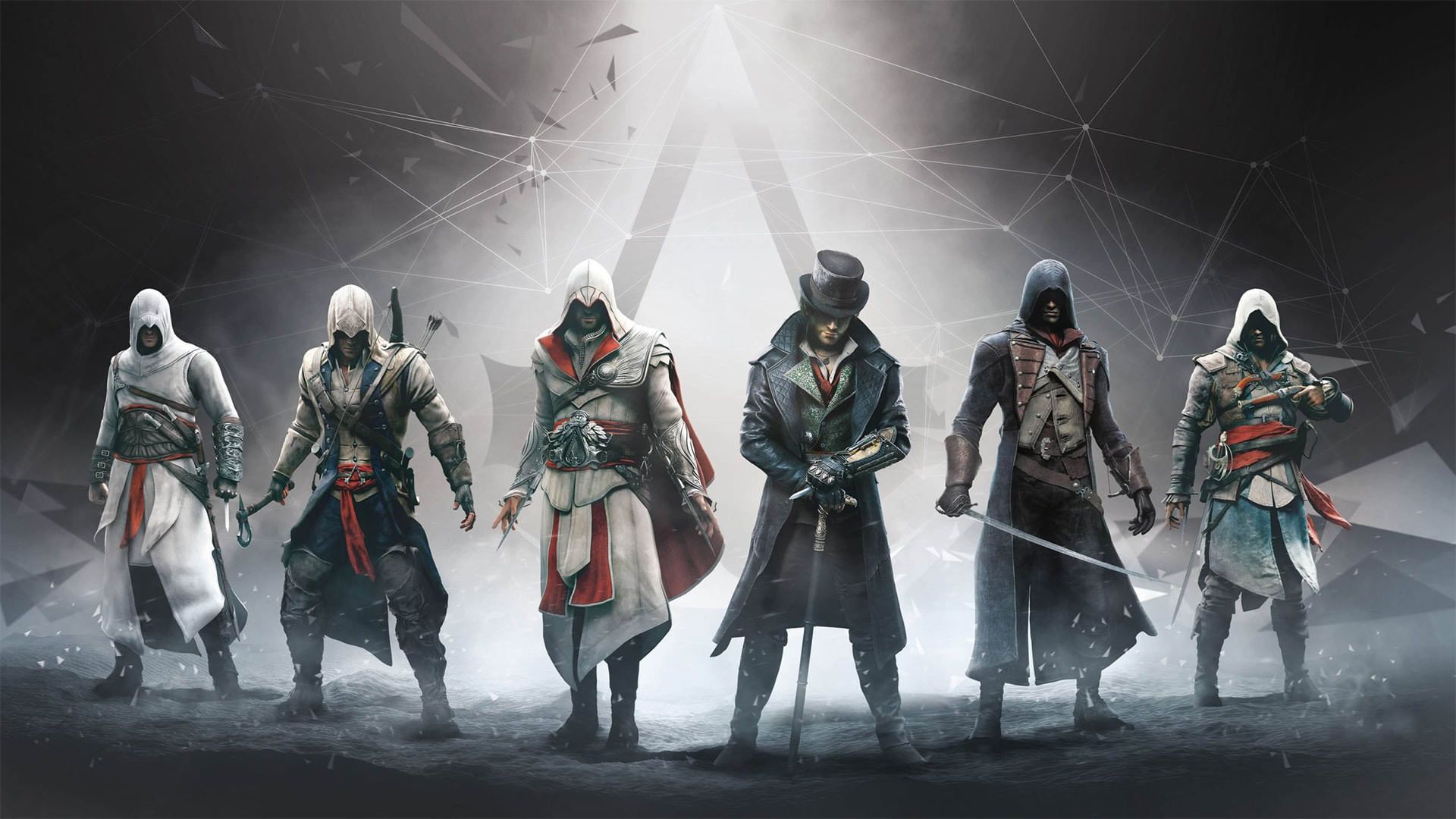 کاراکتر‌های بازی Assassin's Creed در کنار یکدیگر ایستاده