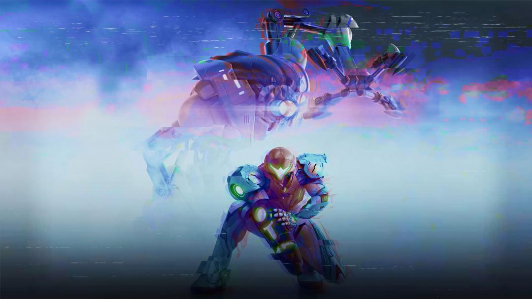 سموس و یکی از ربات‌های EMMI در Metroid Dread