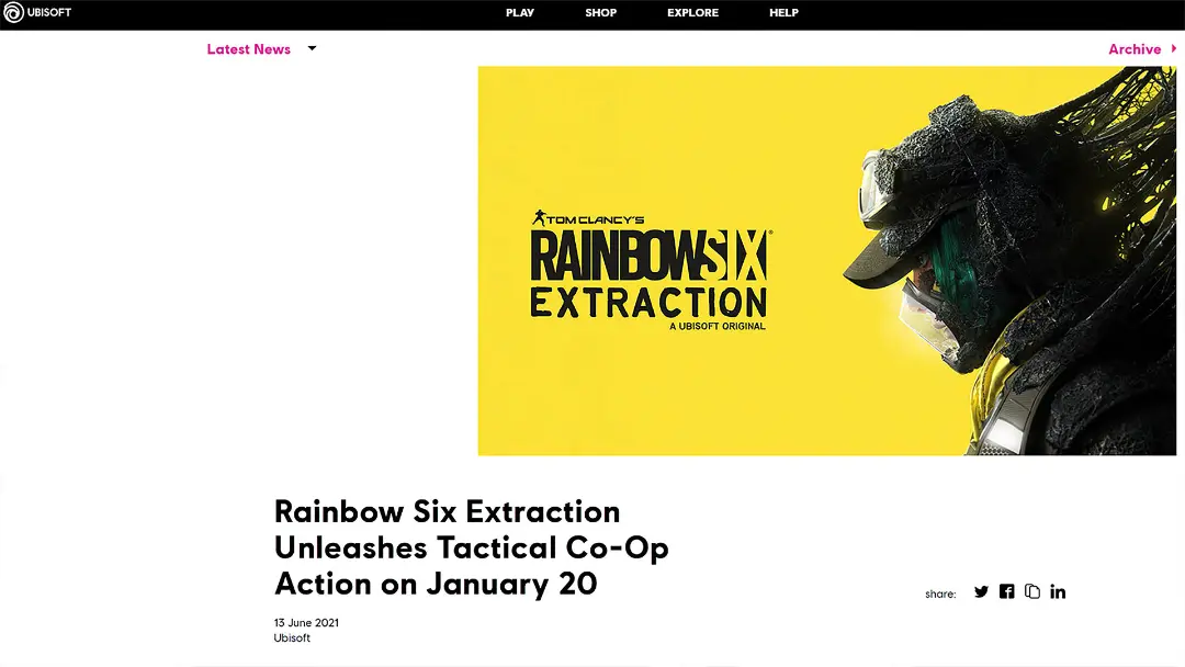 فاش شدن تاریخ انتشار بازی Rainbow Six Extraction در سایت یوبیسافت