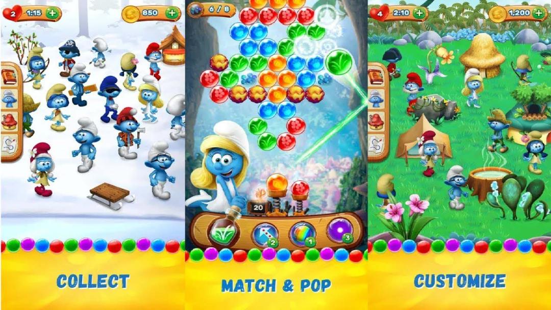 اسمورف‌ها در Smurfs Bubble Shooter Story