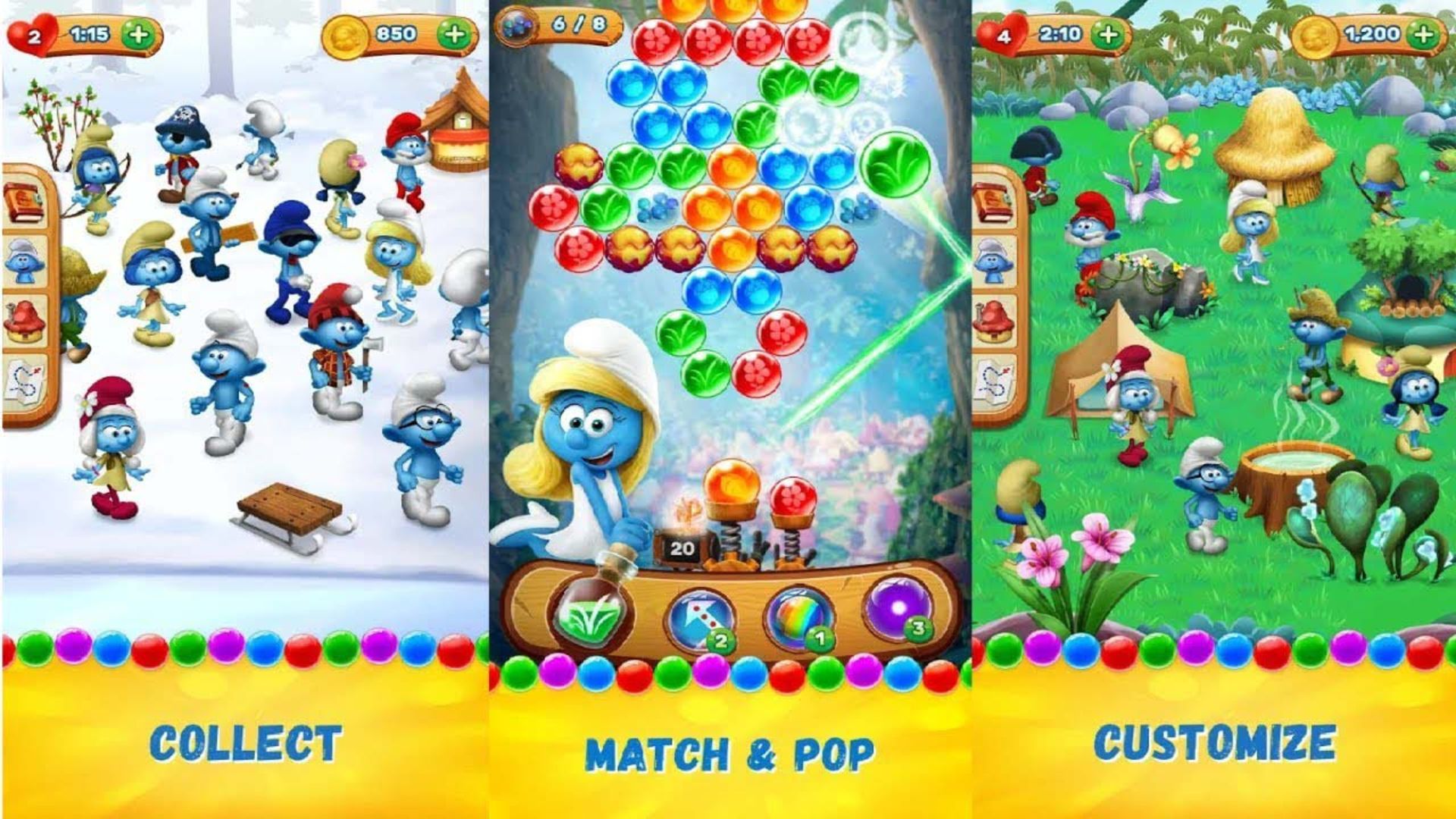 اسمورف‌ها در Smurfs Bubble Shooter Story