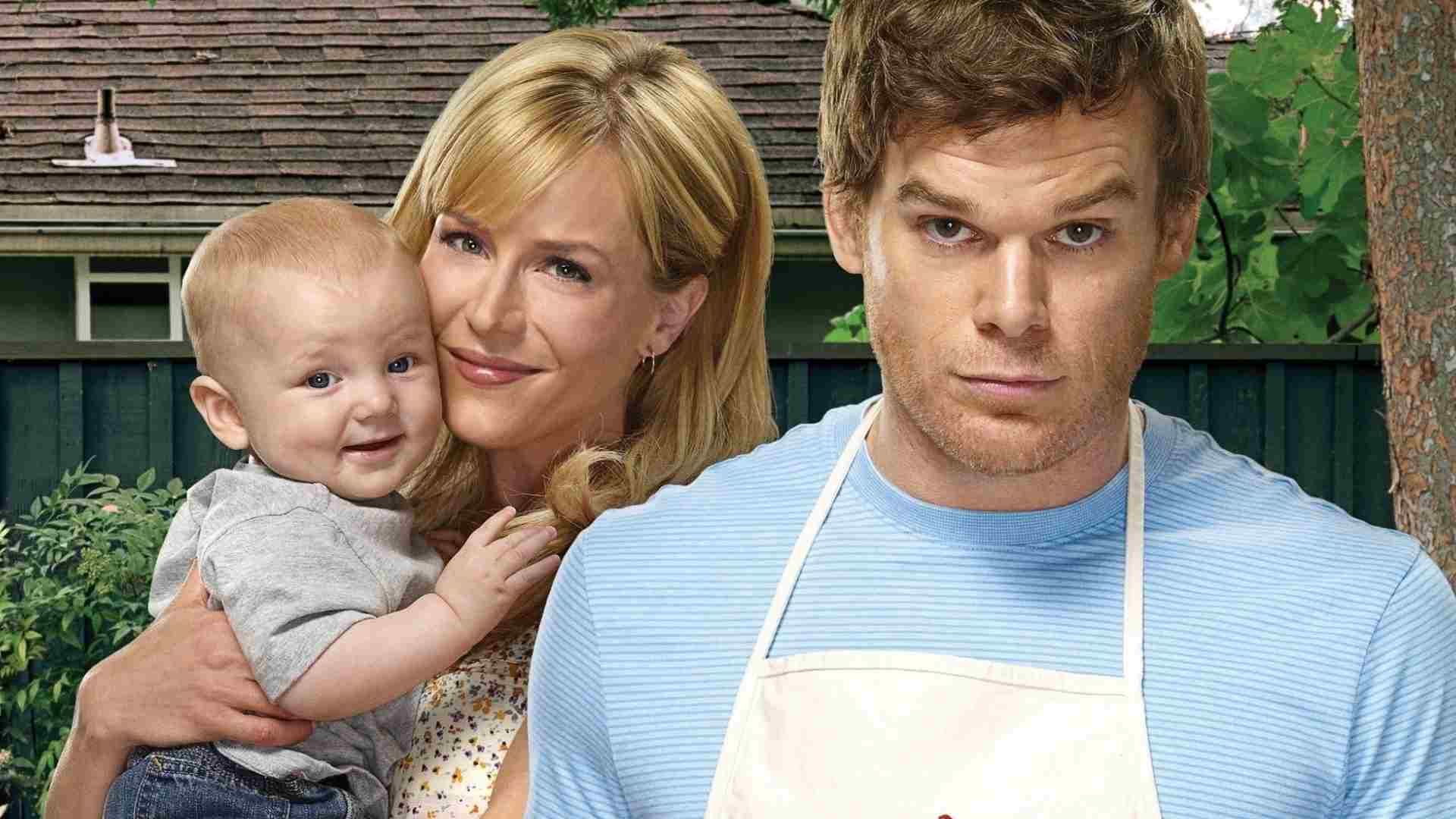 مایکل سی هال به همراه جولی بنز و یک نوزاد در سریال dexter