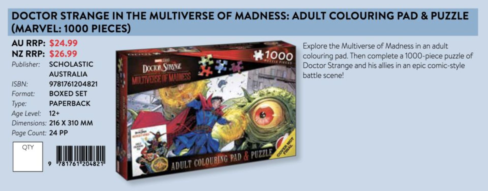 جعبه هزار قطعه فیلم Doctor Strange in the Multiverse of Madness با محوریت مبارزه دکتر استرنج با شوما گوراث