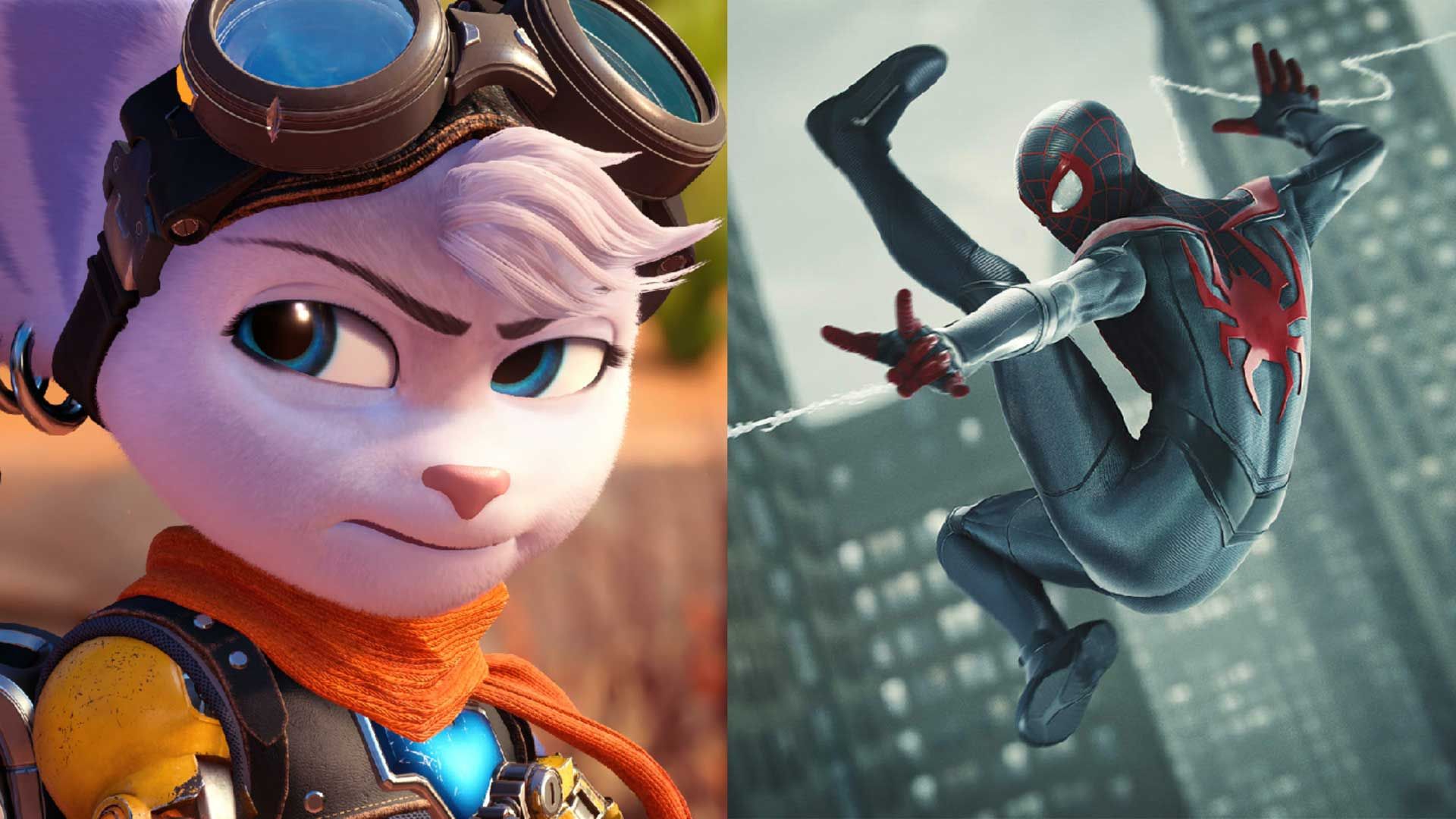 ریوت از بازی Ratchet & Clank: Rift Apart و مایلز مورالز از بازی Marvel's Spider-Man: Miles Morales اینسامنیاک گیمز