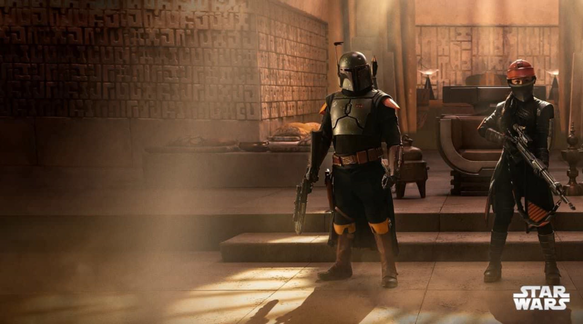 بوبا فت و فنک شند در محل جابا د هات در سریال The Book of Boba Fett