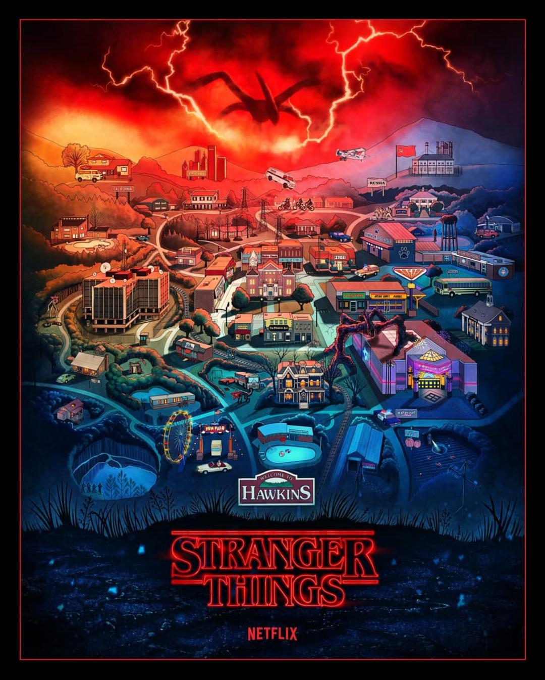 نقشه هاوکینز و محل اتفاقات سه فصل اول سریال Stranger Things