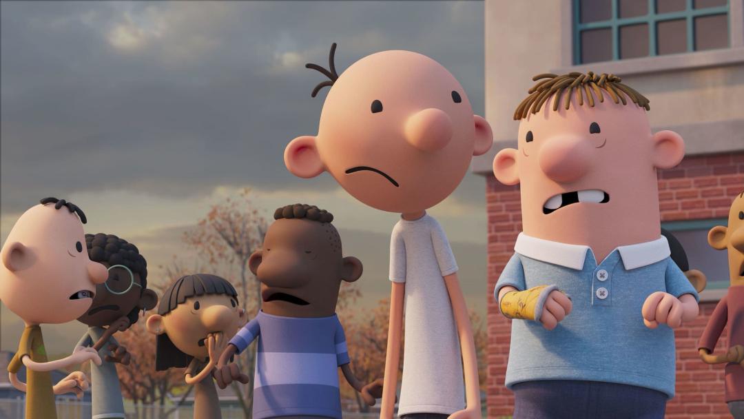 گرگ هفلی و رادریک در حیاط دبیرستان در انیمیشن Diary of a Wimpy Kid